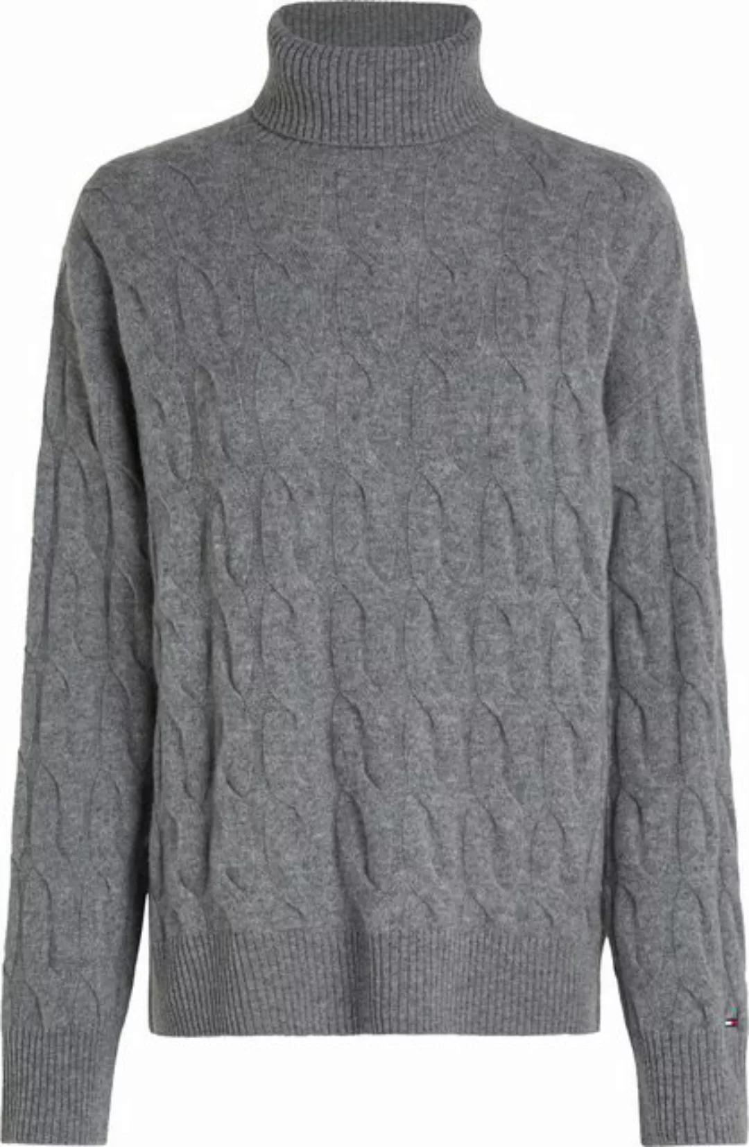 Tommy Hilfiger Rollkragenpullover SOFT WOOL CABLE ROLL-NK SWEATER mit Logos günstig online kaufen