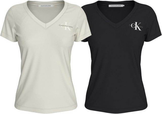 Calvin Klein Jeans T-Shirt 2-PACK MONOLOGO V-NECK TEE (Packung, 2er-Pack) m günstig online kaufen