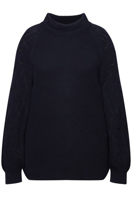 Ulla Popken Strickpullover Pullover Zopfmuster Stehkragen Langarm günstig online kaufen