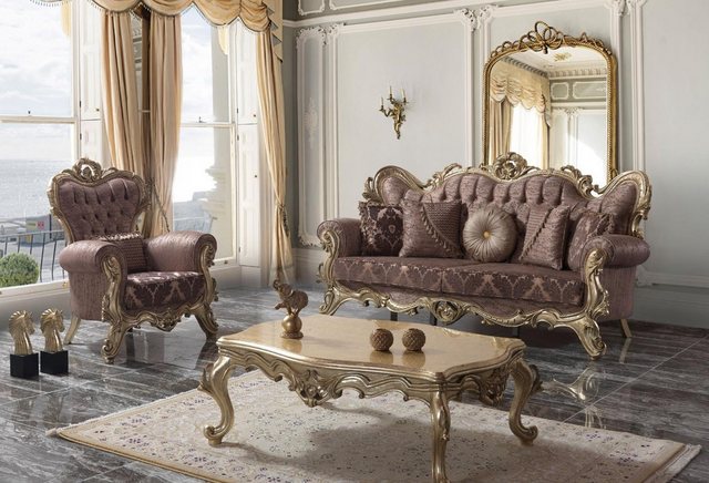 Xlmoebel Sofa Lila Stoffsofa Set Chesterfield Wohnzimmergarnitur Polstermöb günstig online kaufen