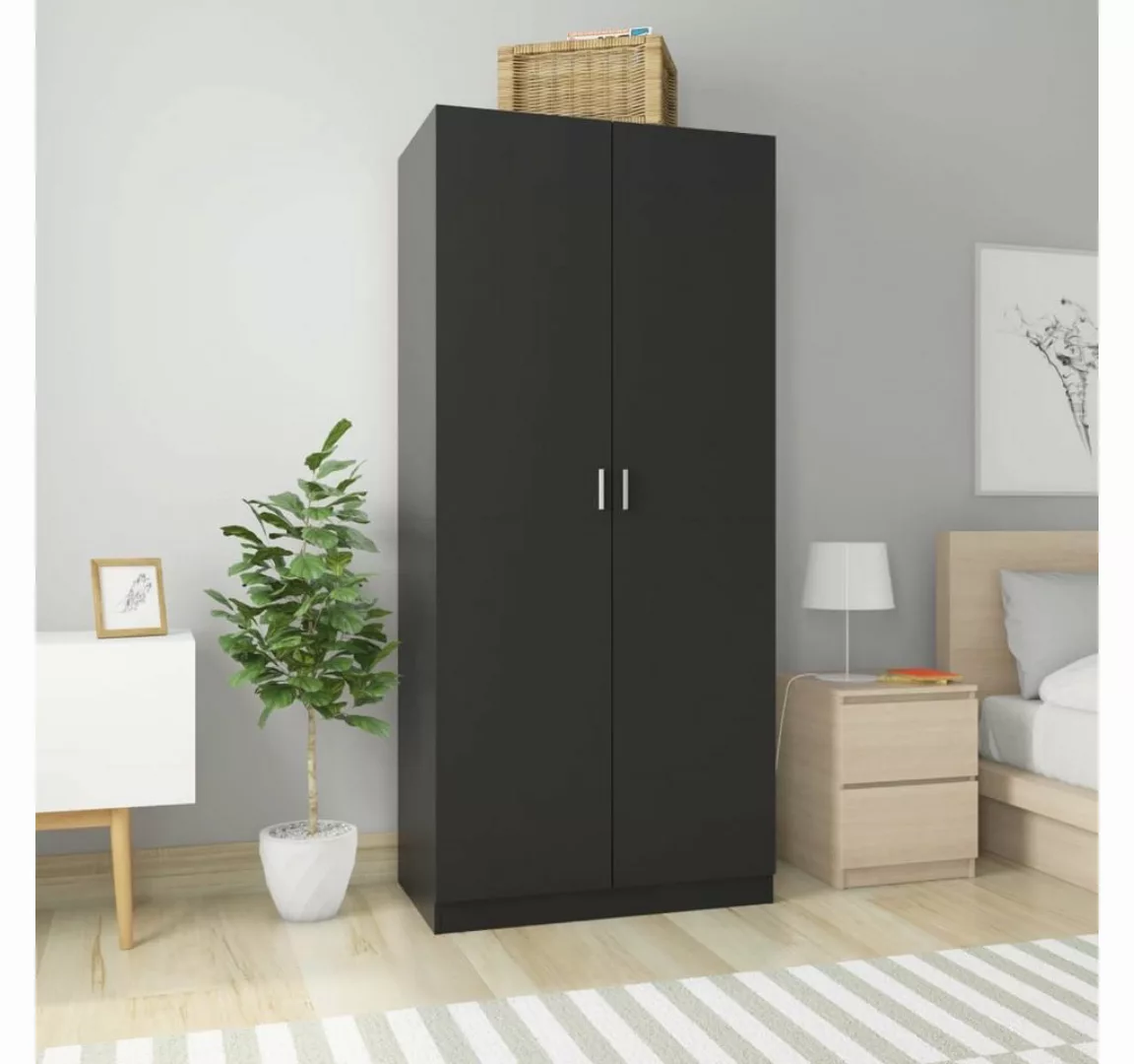 furnicato Kleiderschrank Schwarz 90x52x200 cm Holzwerkstoff günstig online kaufen