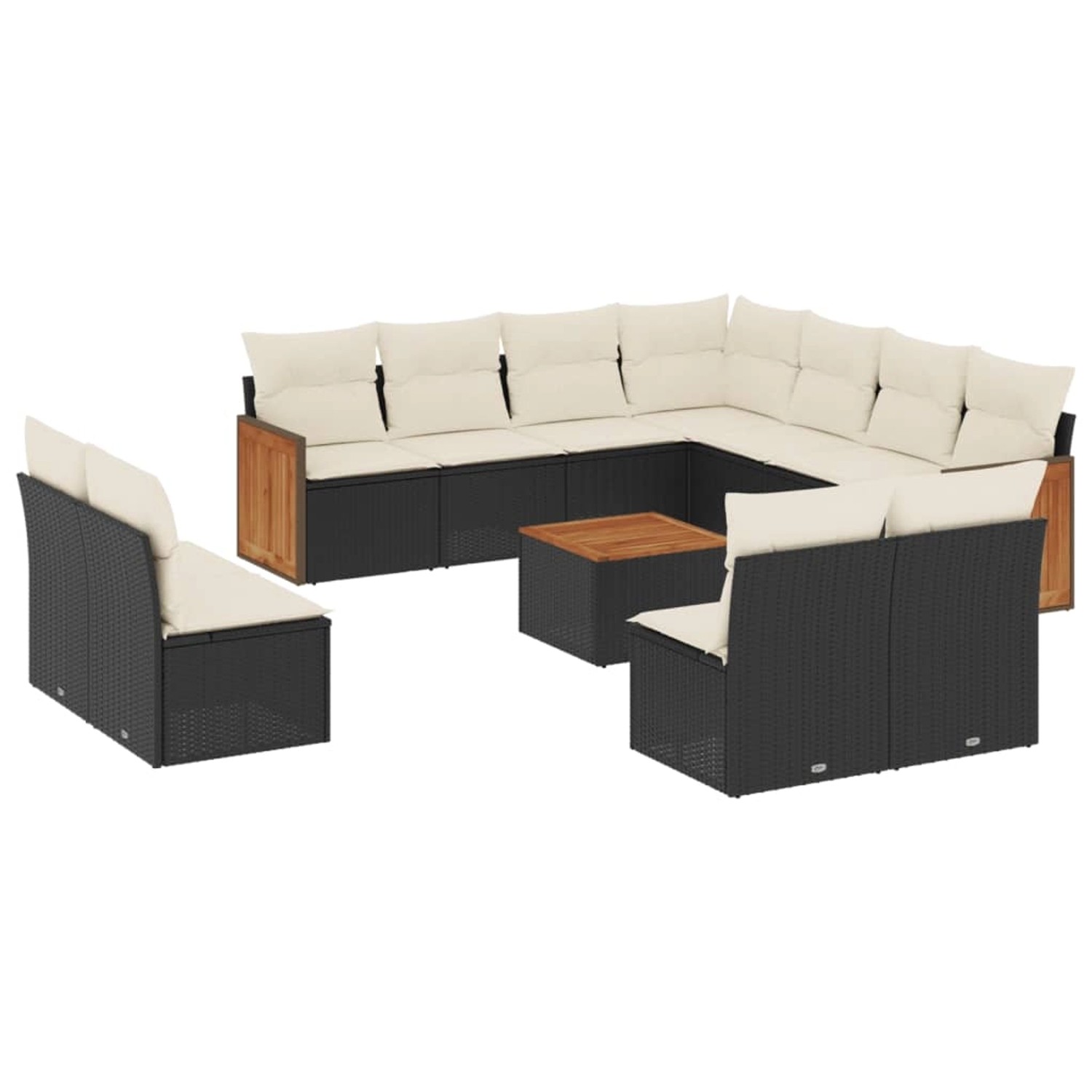 vidaXL 12-tlg Garten-Sofagarnitur mit Kissen Schwarz Poly Rattan Modell 74 günstig online kaufen