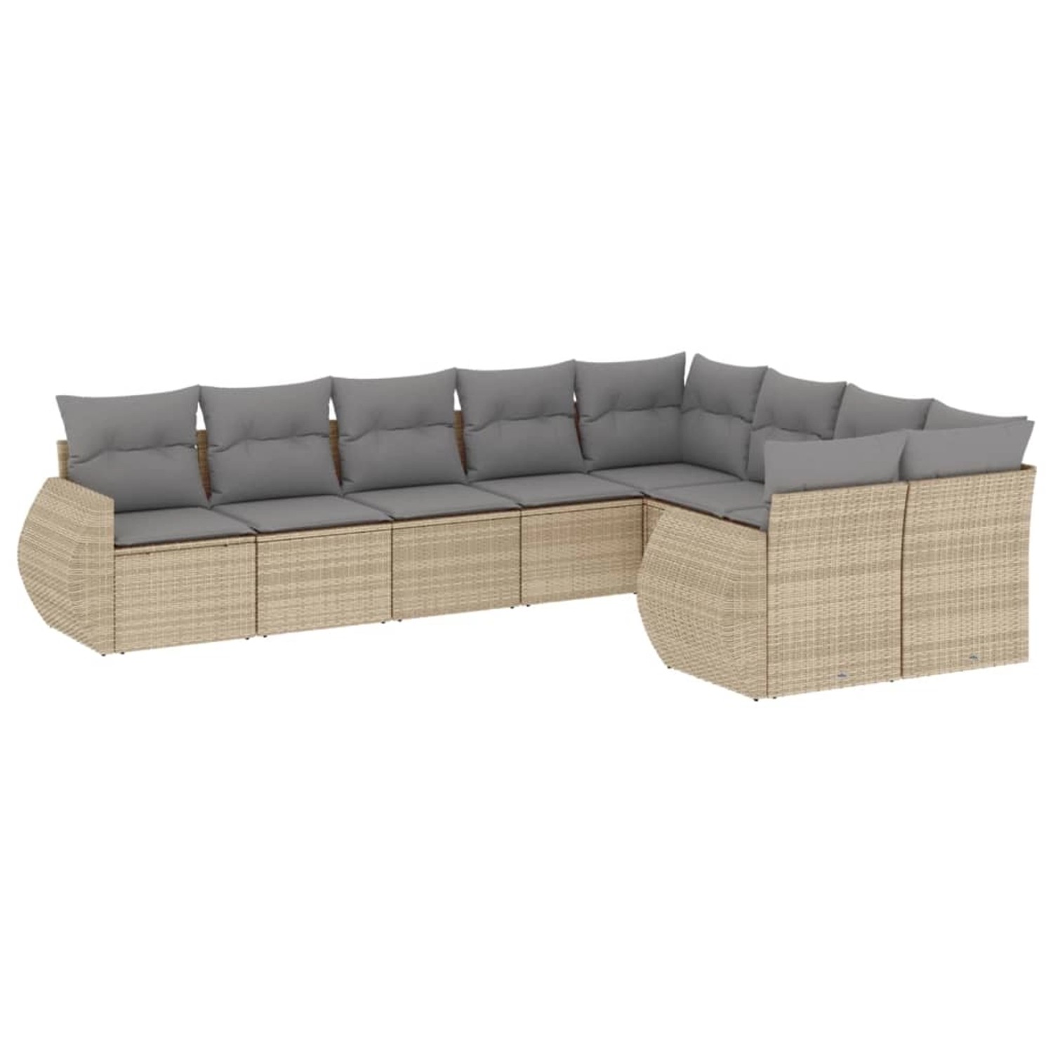 vidaXL 9-Tlg Garten-Sofagarnitur mit Kissen Beige Poly Rattan 3254176 günstig online kaufen