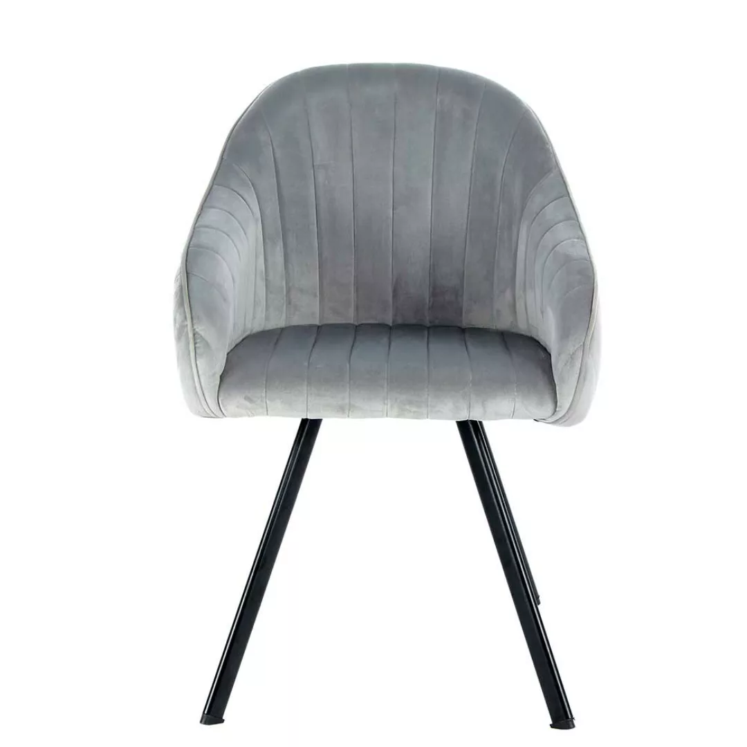 Samt Stühle in Silbergrau Armlehnen (2er Set) günstig online kaufen
