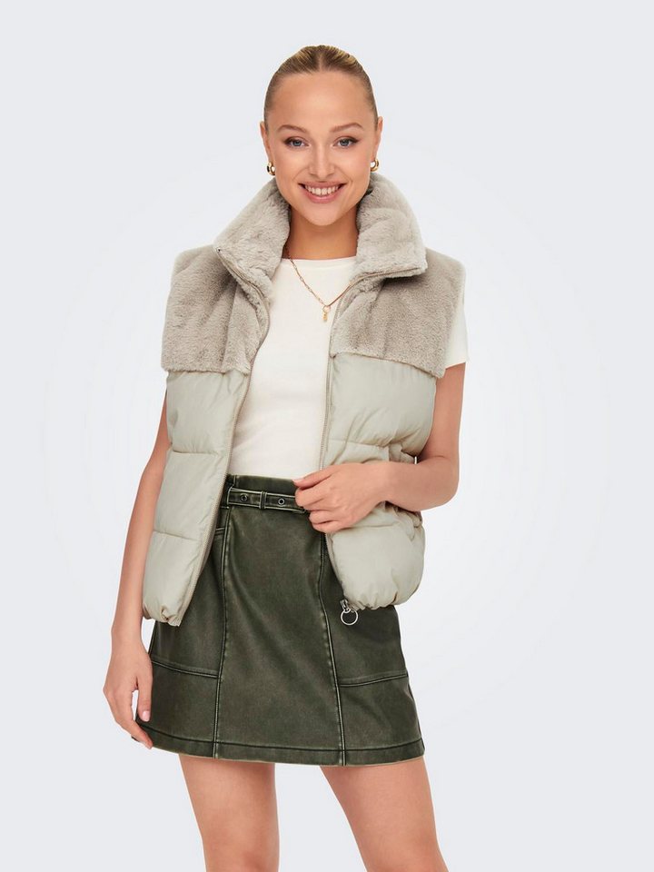 ONLY Steppweste ONLWANJA FUR PUFFER MIX WAISTCOAT CC OTW mit Teddyplüsch günstig online kaufen