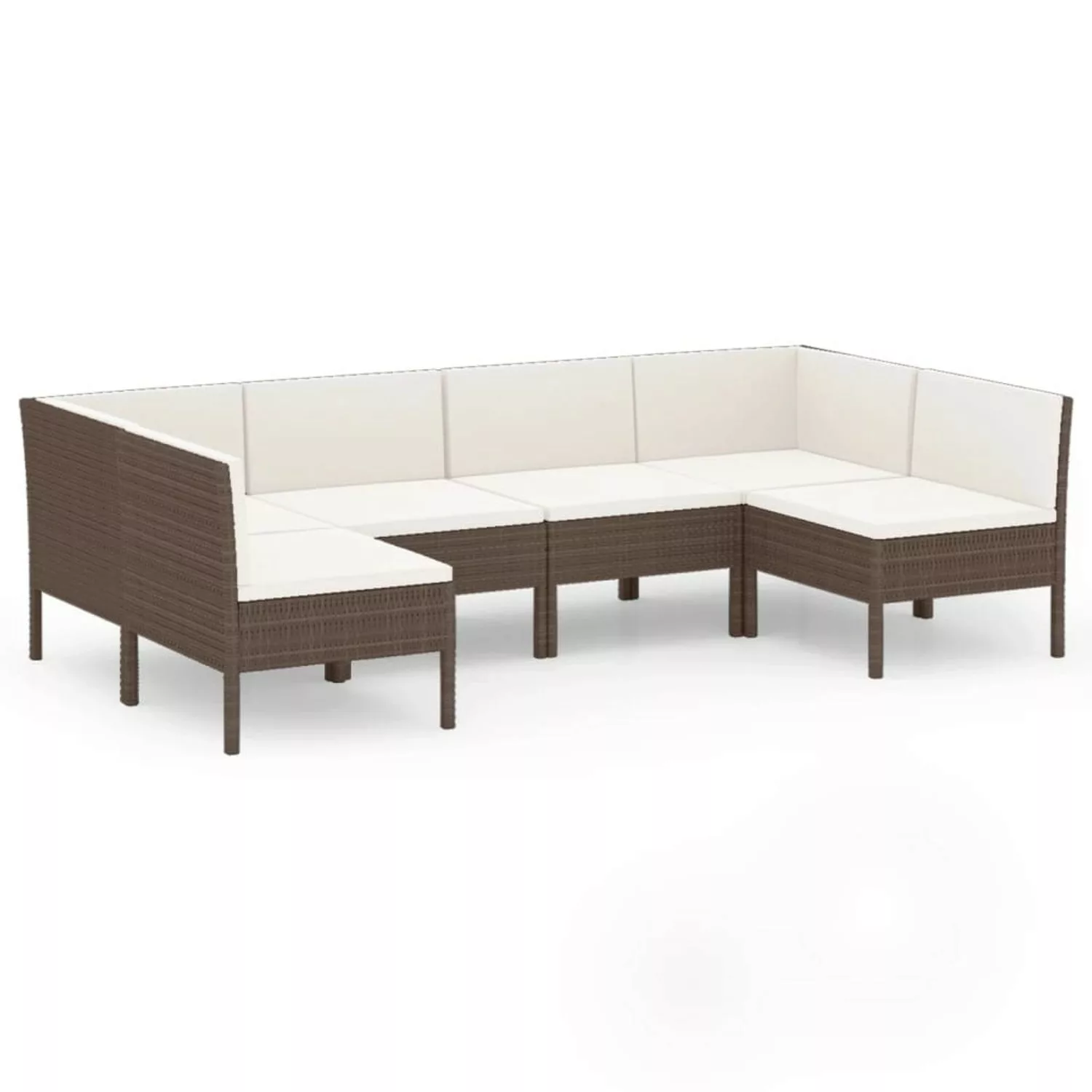 6-tlg. Garten-lounge-set Mit Auflagen Poly Rattan Braun günstig online kaufen