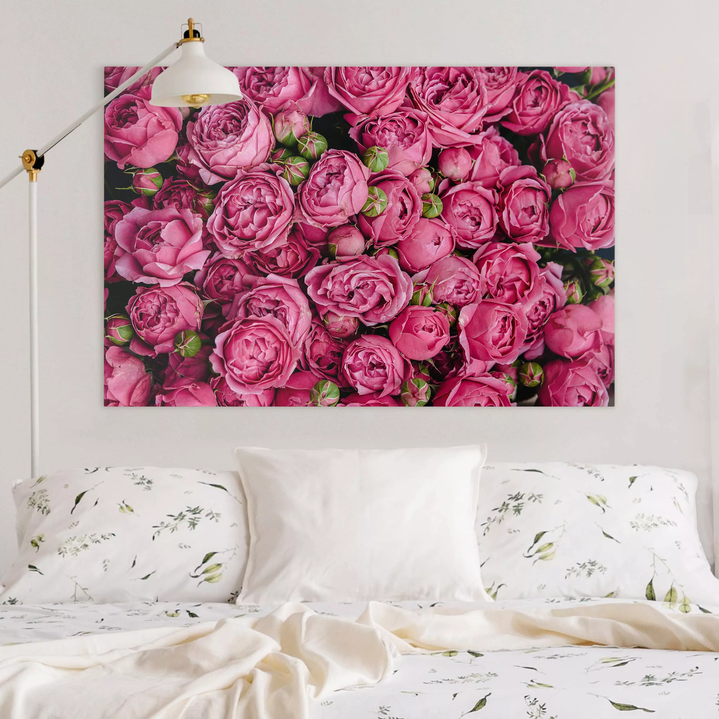 Leinwandbild Blumen - Querformat Pinke Pfingstrosen günstig online kaufen