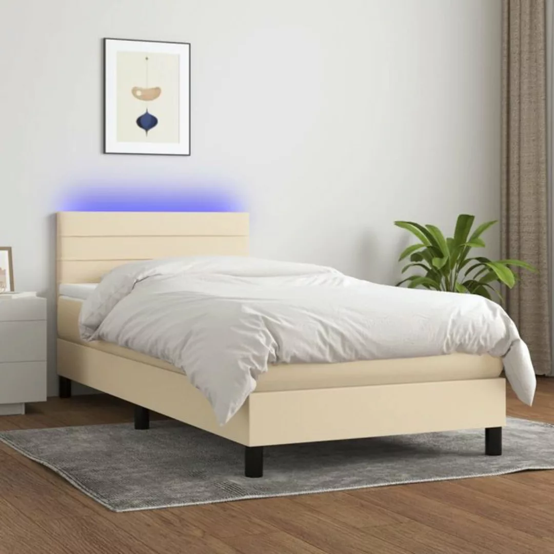 vidaXL Bett Boxspringbett mit Matratze & LED Taupe 90x200 cm Stoff günstig online kaufen