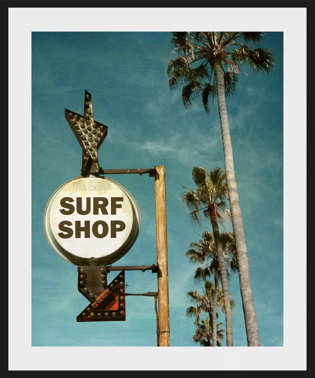 queence Bild "SURF SHOP", (1 St.), HD Premium Poster-Druck inkl. Holzrahmen günstig online kaufen