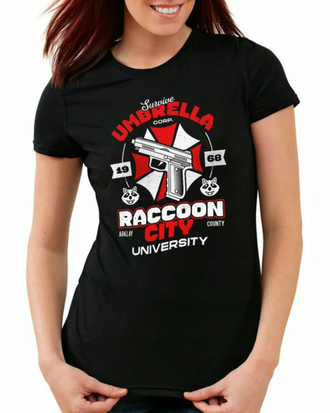 style3 T-Shirt Raccoon University resident umbrella corp zombie evil günstig online kaufen