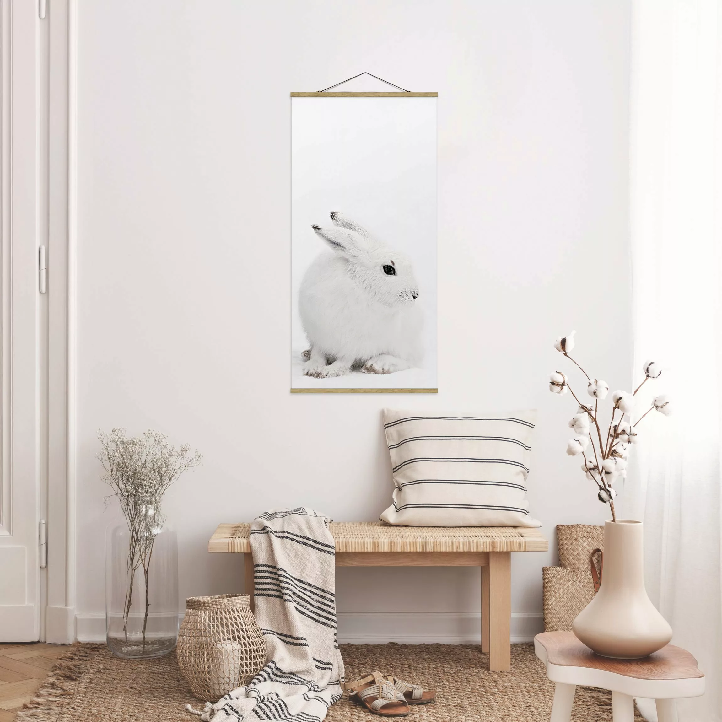 Stoffbild mit Posterleisten Arktischer Hase günstig online kaufen