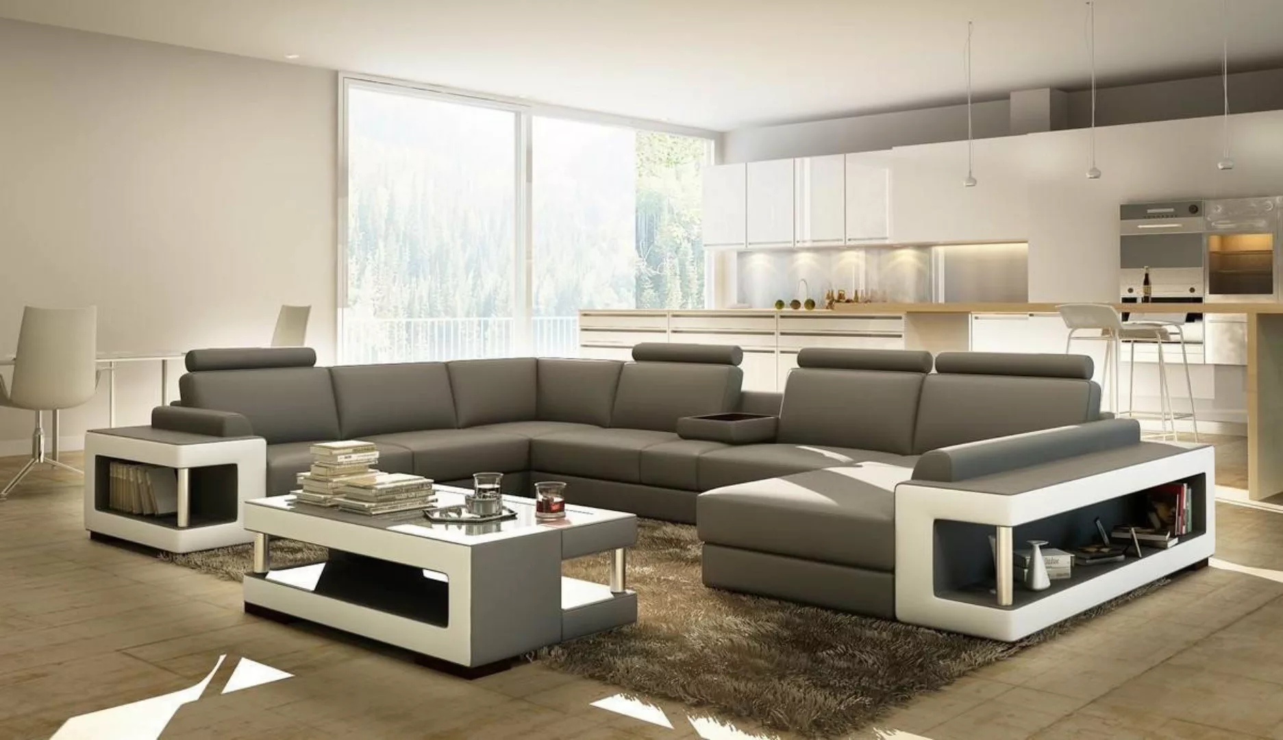 Xlmoebel Ecksofa Luxus Trend Kollektion Wohnlandschaft Ledersofa in U-Form günstig online kaufen