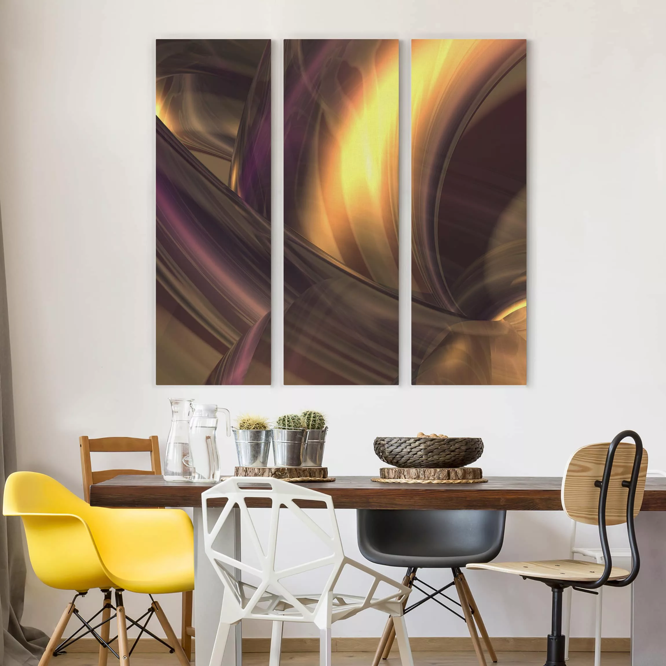 3-teiliges Leinwandbild Abstrakt - Quadrat Enchanted Fire günstig online kaufen