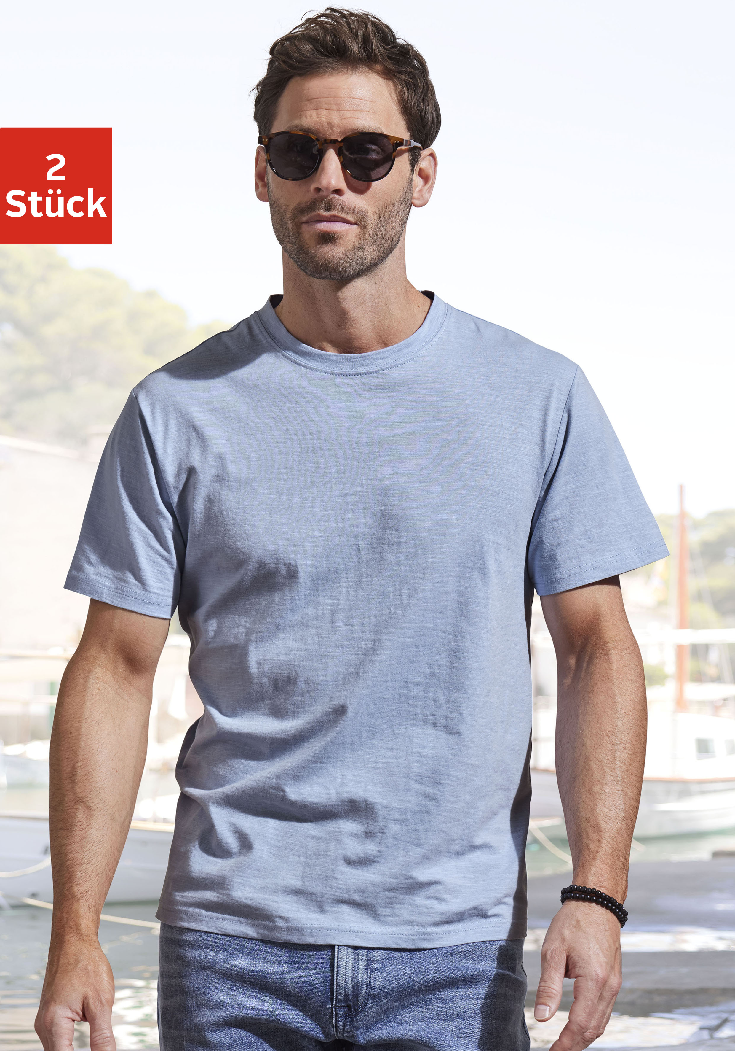 John Devin T-Shirt, (Packung, 2 tlg., 2er-Pack), aus strukturierter Baumwol günstig online kaufen