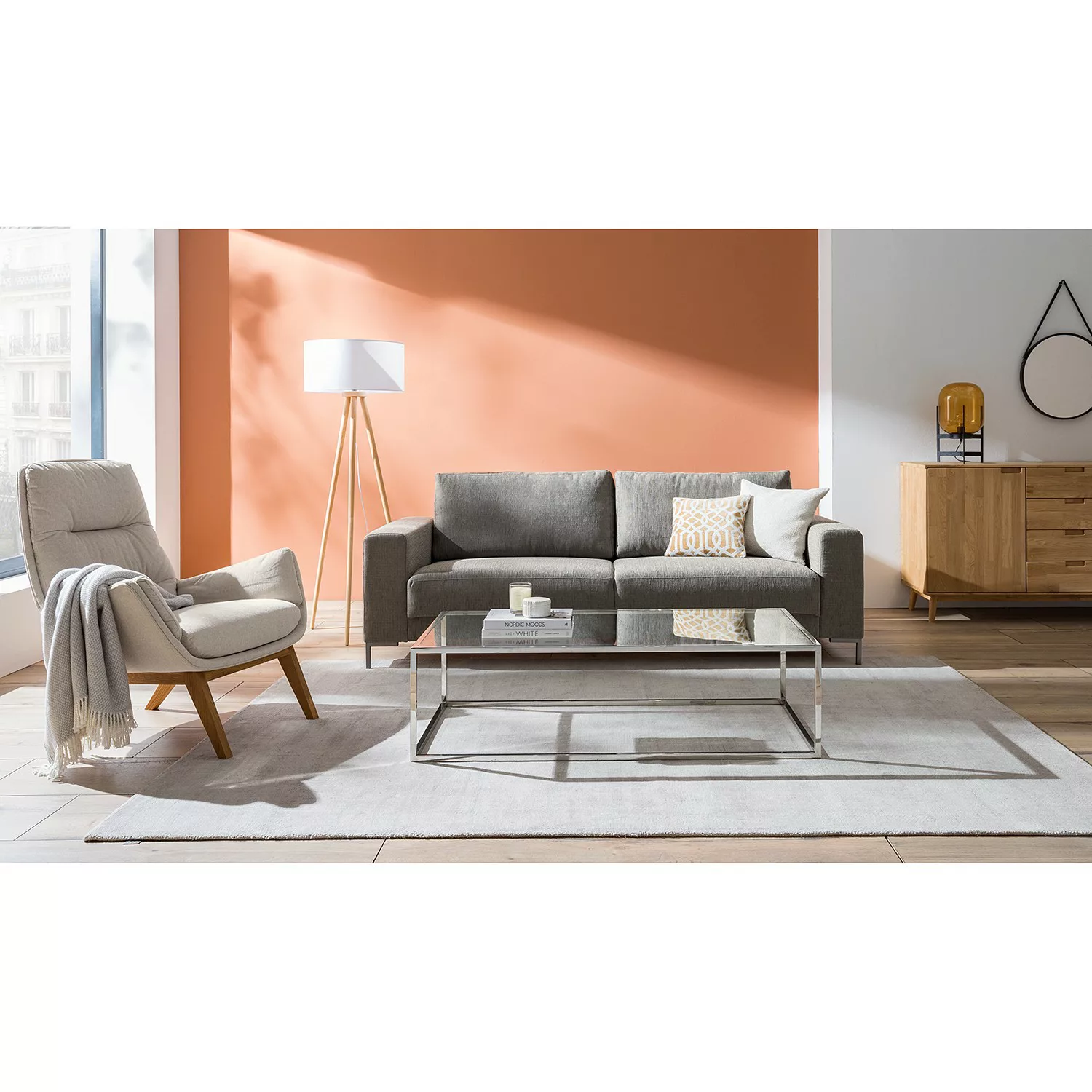 home24 Studio Copenhagen Sessel Garbo I Beige Webstoff 83x95x92 cm (BxHxT) günstig online kaufen