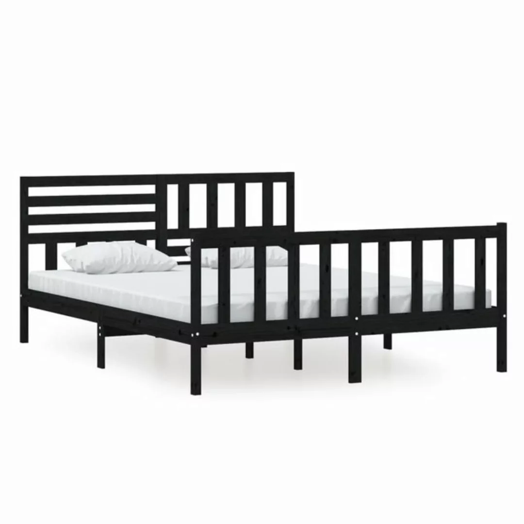 vidaXL Bettgestell Massivholzbett Schwarz 160x200 cm Doppelbett Bett Bettra günstig online kaufen