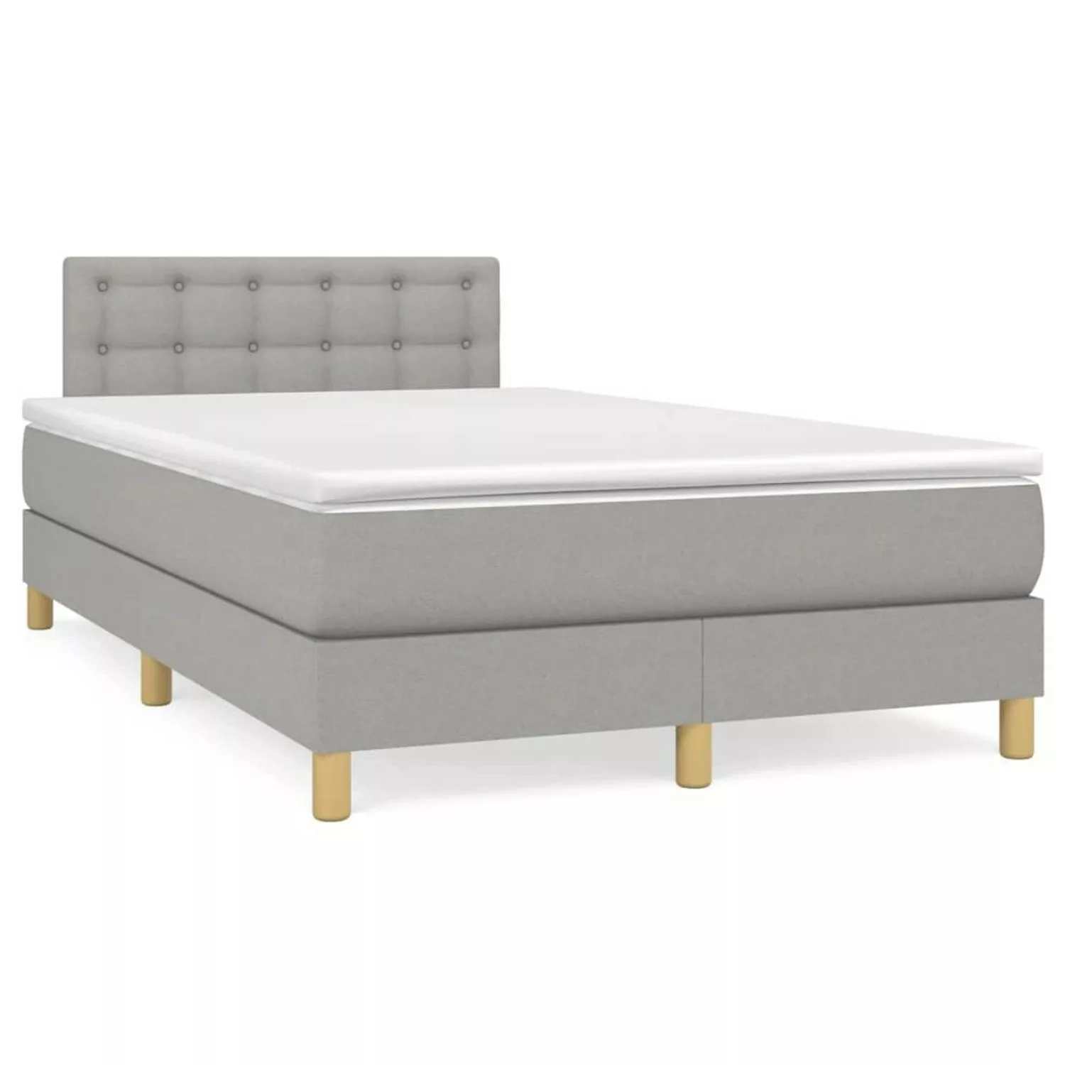 vidaXL Boxspringbett Boxspringbett mit Matratze Hellgrau 120x200 cm Stoff B günstig online kaufen