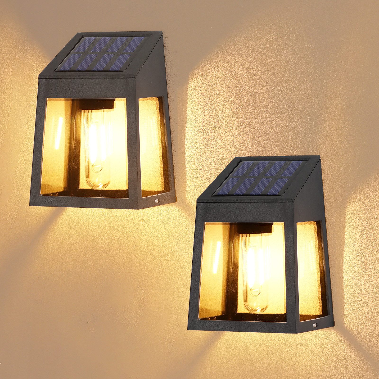 BlingBin LED Gartenleuchte 2 stücke LED-Wolfram-Solar-Wandleuchten günstig online kaufen