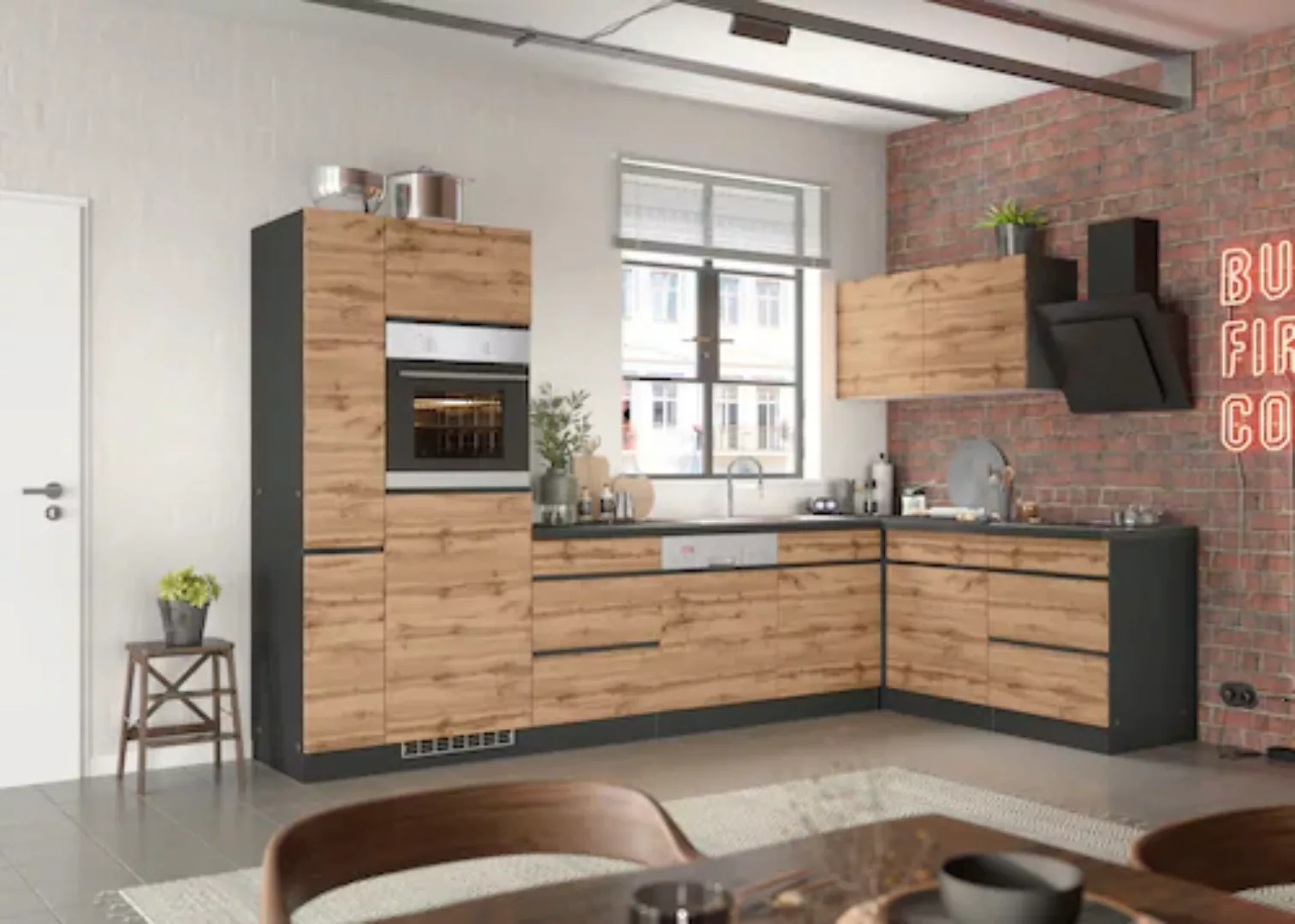 Kochstation Küche »KS-Riesa«, Stellbreite 330/180 cm, ohne E-Geräte günstig online kaufen