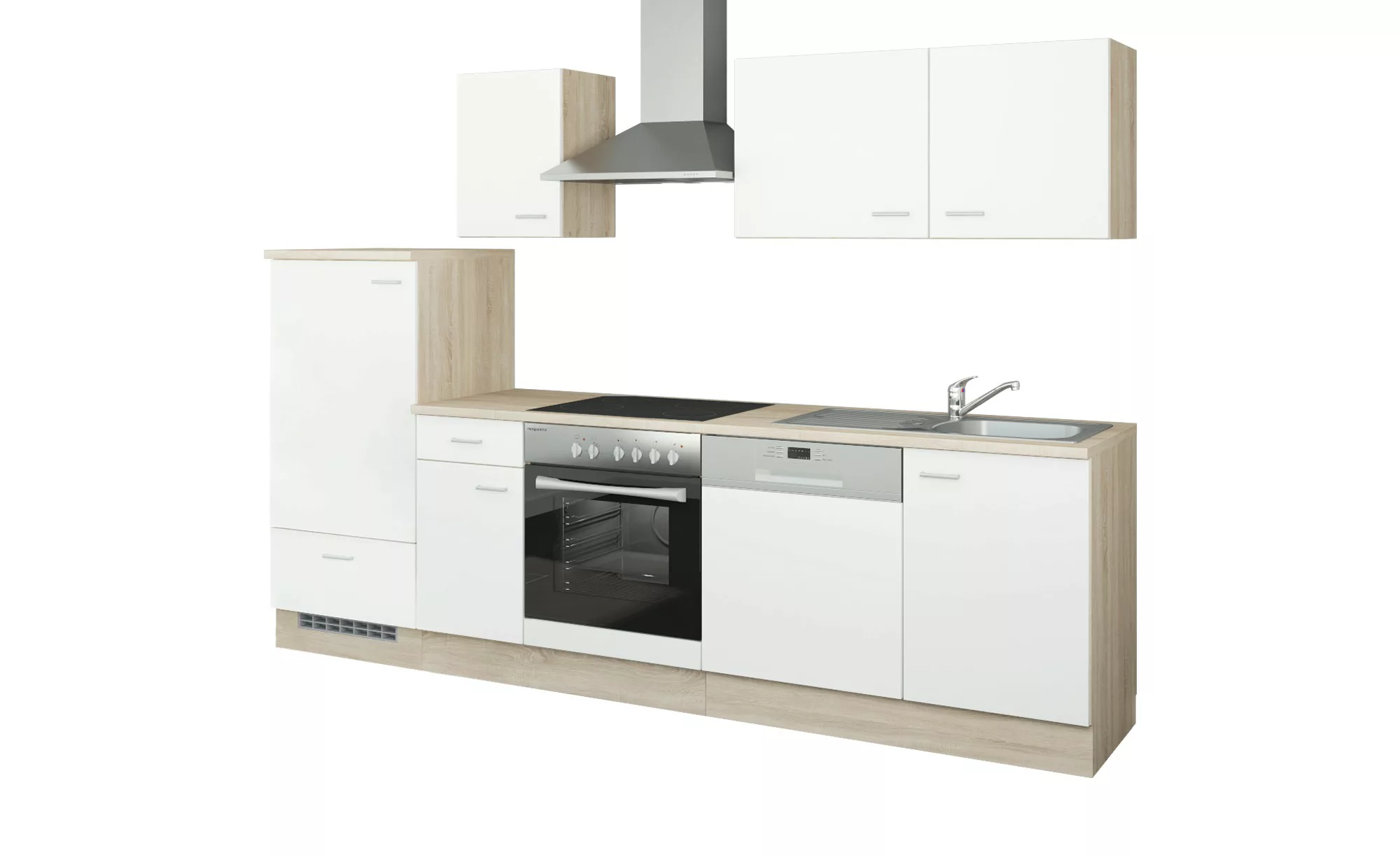 uno Küchenzeile mit Elektrogeräten  Berlin - weiß - 270 cm - Küchen > Küche günstig online kaufen