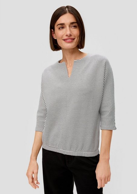 s.Oliver 3/4-Arm-Shirt Sweatshirt mit Gummizug Streifen-Detail günstig online kaufen