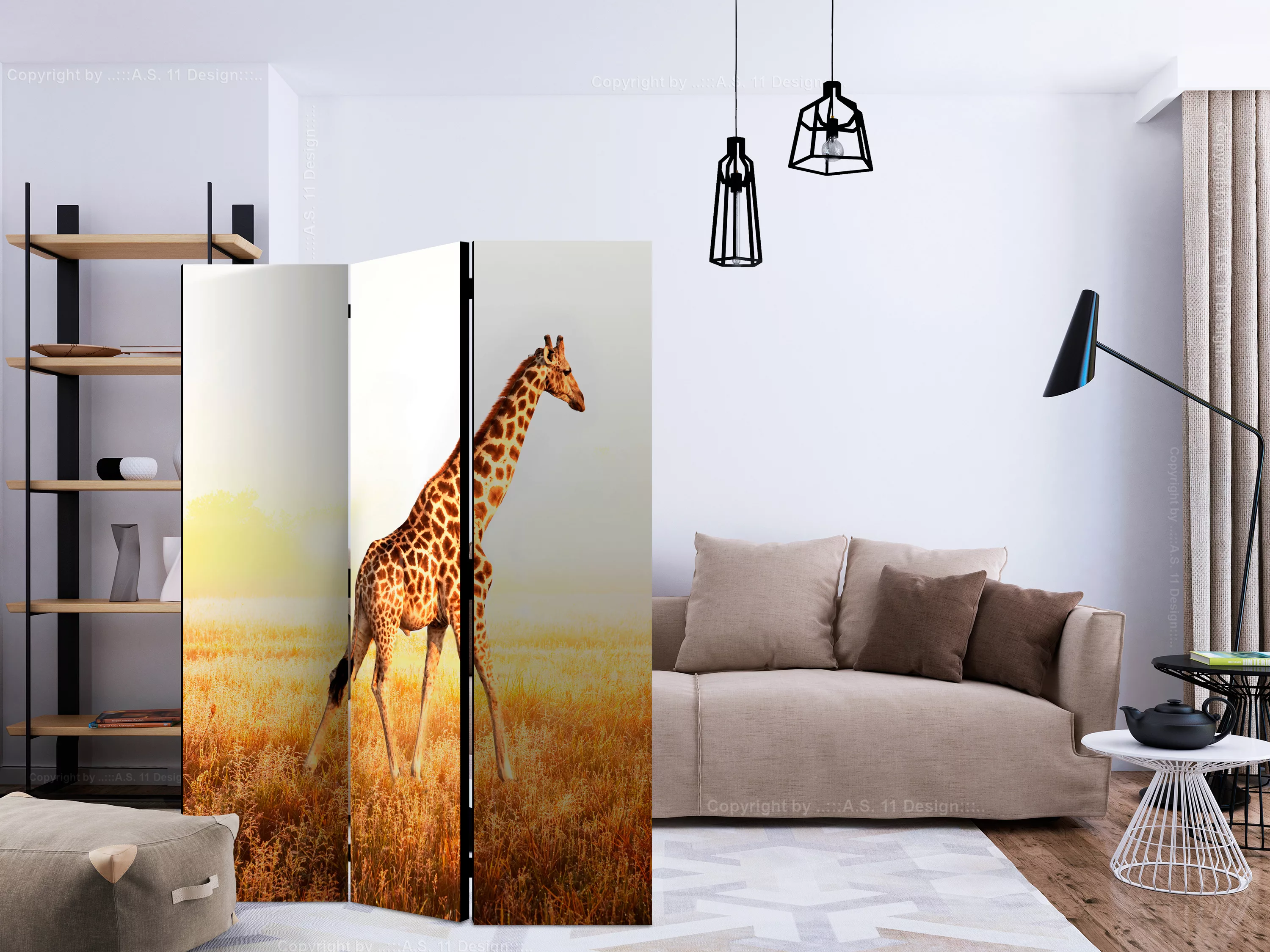 3-teiliges Paravent - Giraffe - Walk [room Dividers] günstig online kaufen