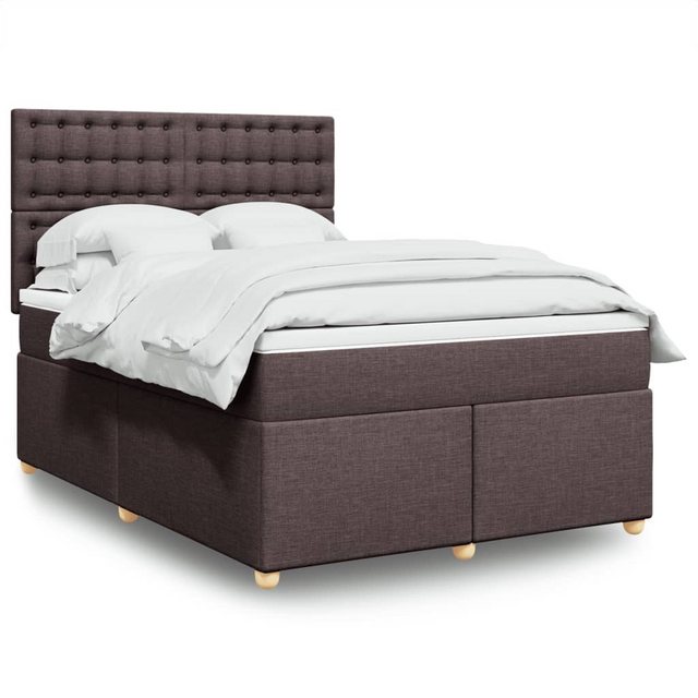 vidaXL Boxspringbett, Boxspringbett mit Matratze Dunkelbraun 140x190 cm Sto günstig online kaufen