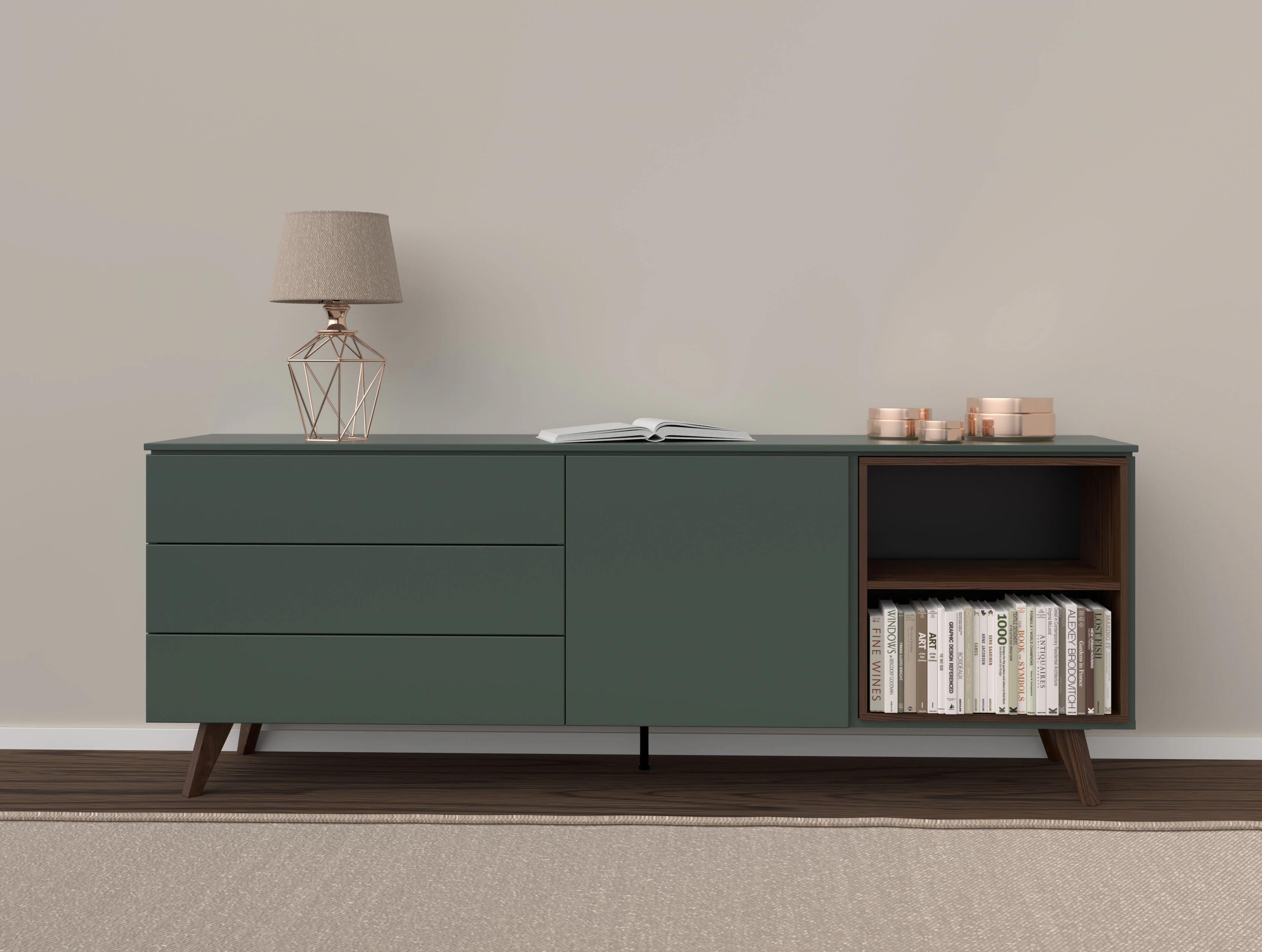 Tenzo Sideboard, (31 St., 1), 3 Schubladen 1 Tür 2 offene Fächer günstig online kaufen