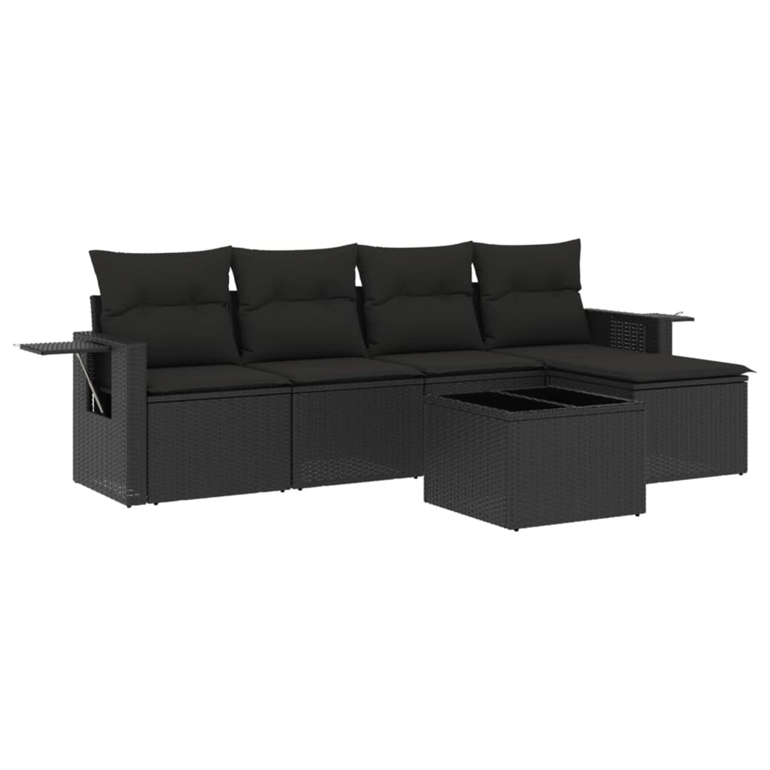 vidaXL 6-Tlg Garten-Sofagarnitur mit Kissen Schwarz Poly Rattan 3220094 günstig online kaufen