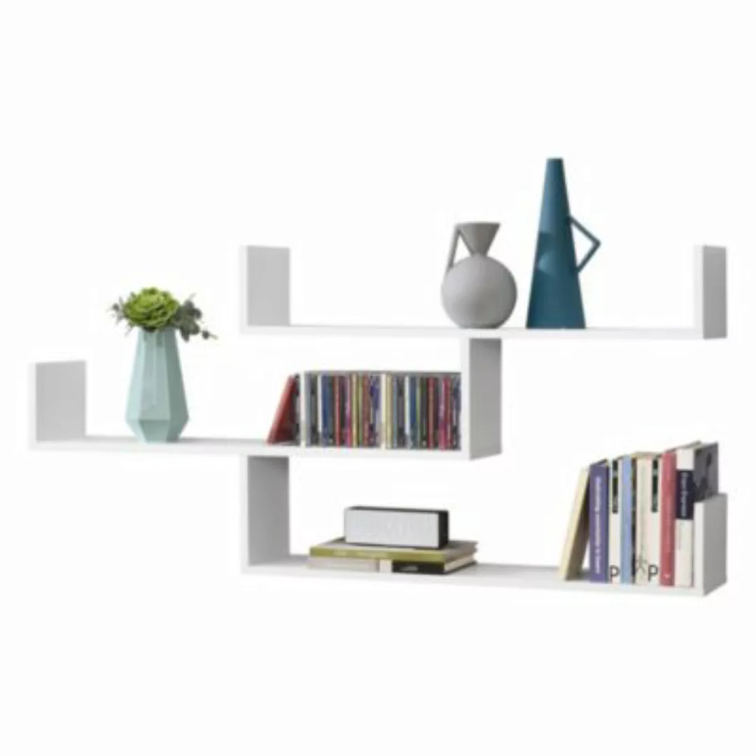 en.casa Wandregal 119x18x55cm Bücherregal Hängeregal mit 3 Ablageflächen bi günstig online kaufen