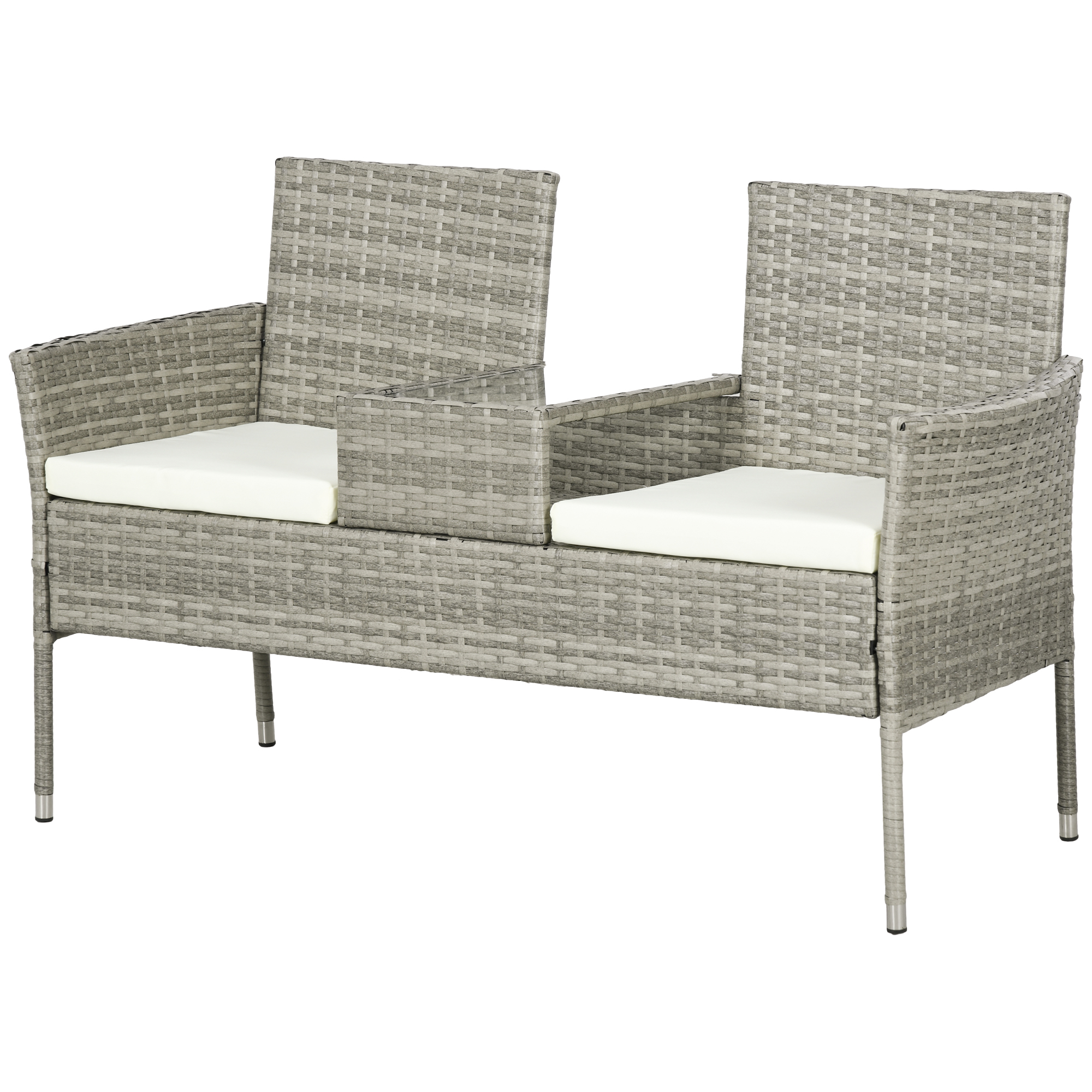 Outsunny Gartenbank für 2 Personen mit zentralem Kaffeetisch, Gartensofa au günstig online kaufen