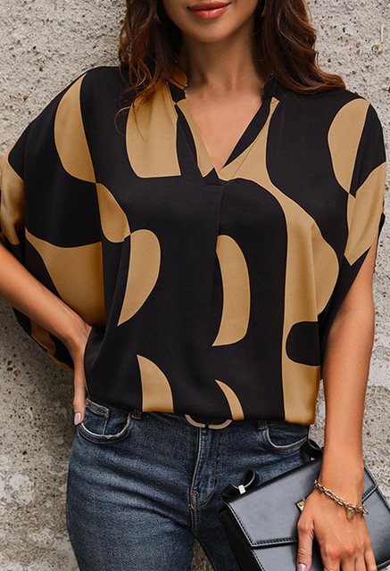 CHENIN T-Shirt Damen-T-Shirt Lässiges T-Shirt mit Farbblockmuster lockere u günstig online kaufen
