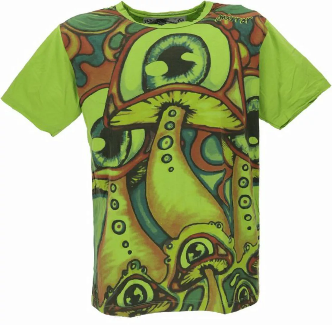 Guru-Shop T-Shirt Mirror T-Shirt - Mushroom/grün Goa Style, Festival, alter günstig online kaufen