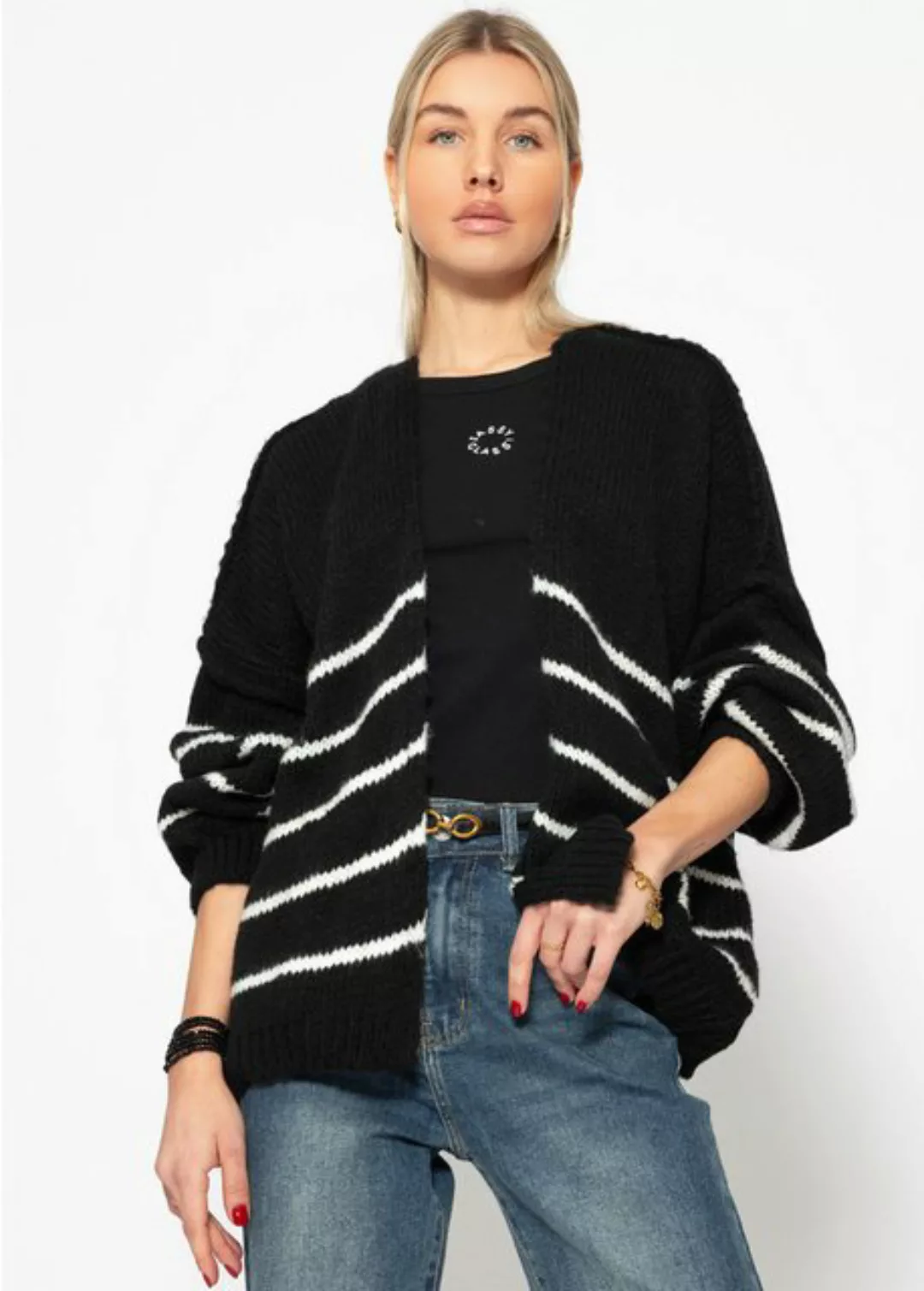 SASSYCLASSY Cardigan Lässiger Oversize Cardigan Damen mit Außennähten Offen günstig online kaufen