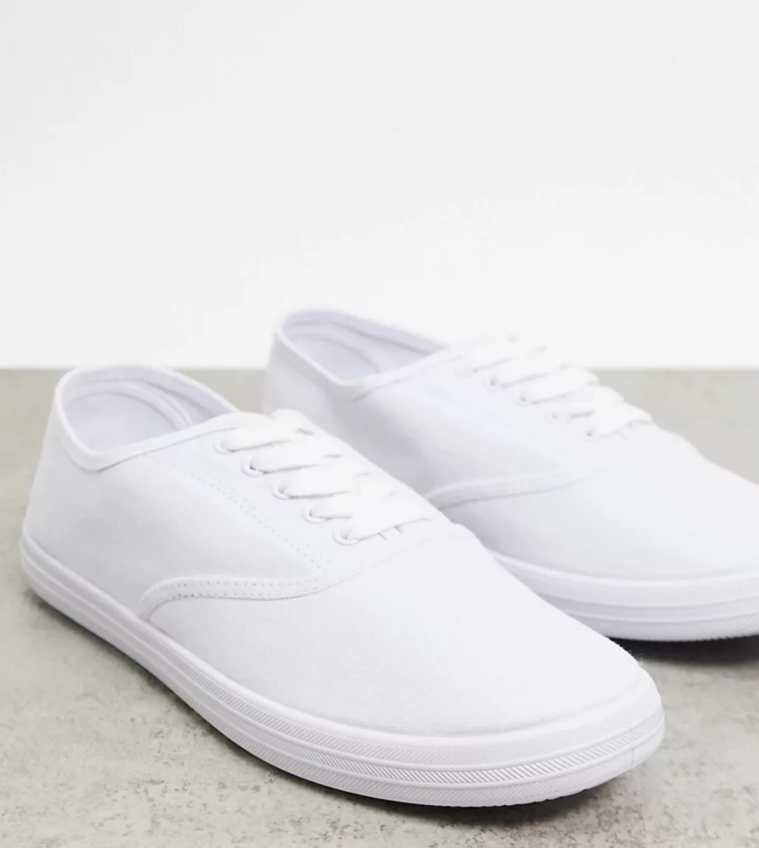 ASOS DESIGN – Oxford-Stoffschuhe in Weiß, weite Passform günstig online kaufen