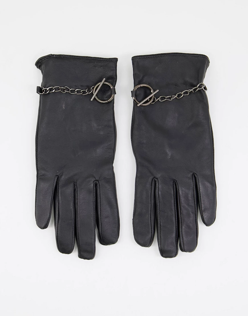 Barney's Originals – Handschuhe aus echtem Leder in Schwarz mit Kettenverzi günstig online kaufen