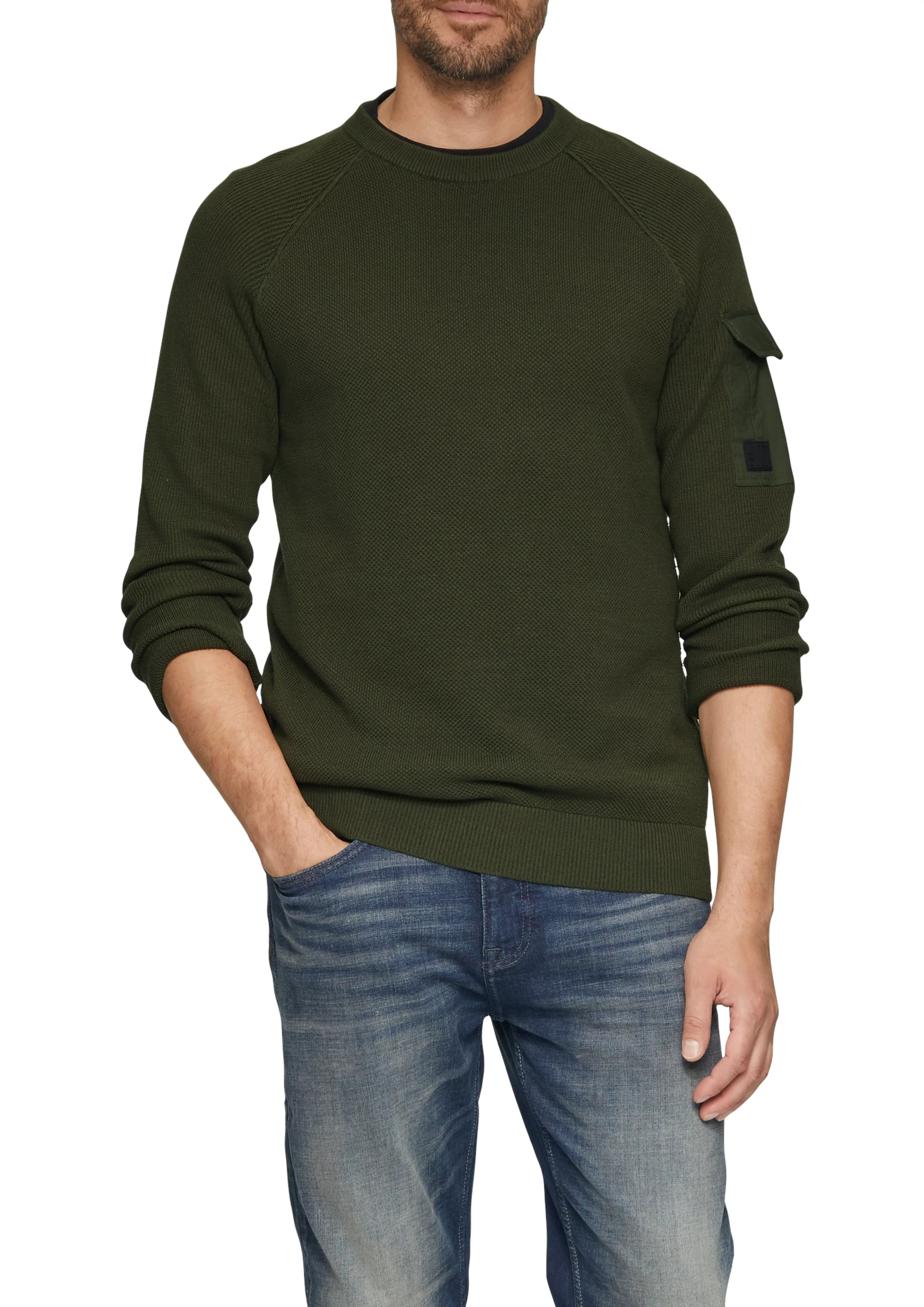 s.Oliver Strickpullover mit aufgesetzter Tasche am Arm günstig online kaufen