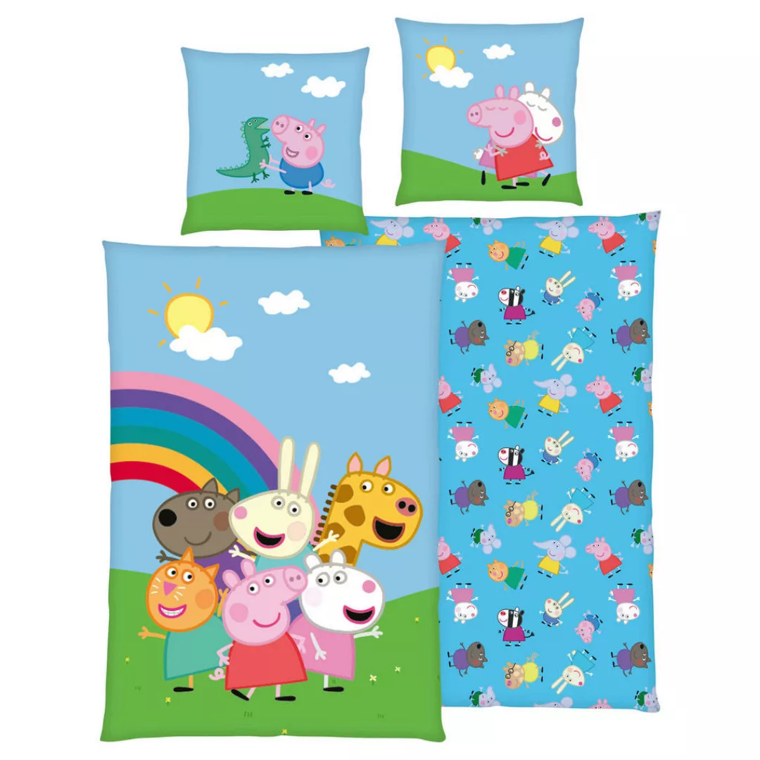 Baumwoll Wende Bettwäsche Peppa Pig Renforce Multi Baumwolle B/L: ca. 135x2 günstig online kaufen