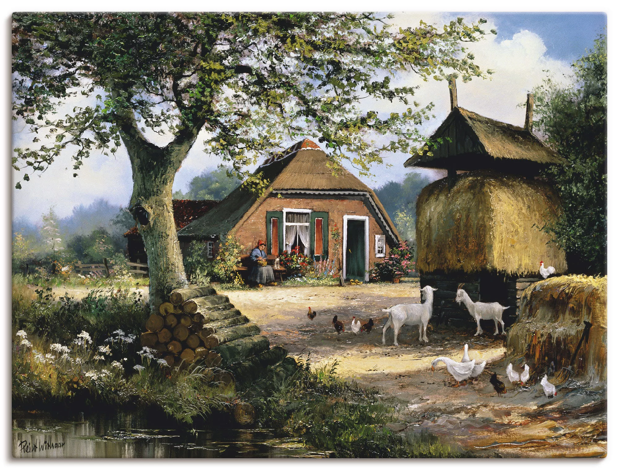 Artland Wandbild "Idyllische Farm mit Hühnern und Ziegen", Garten, (1 St.), günstig online kaufen
