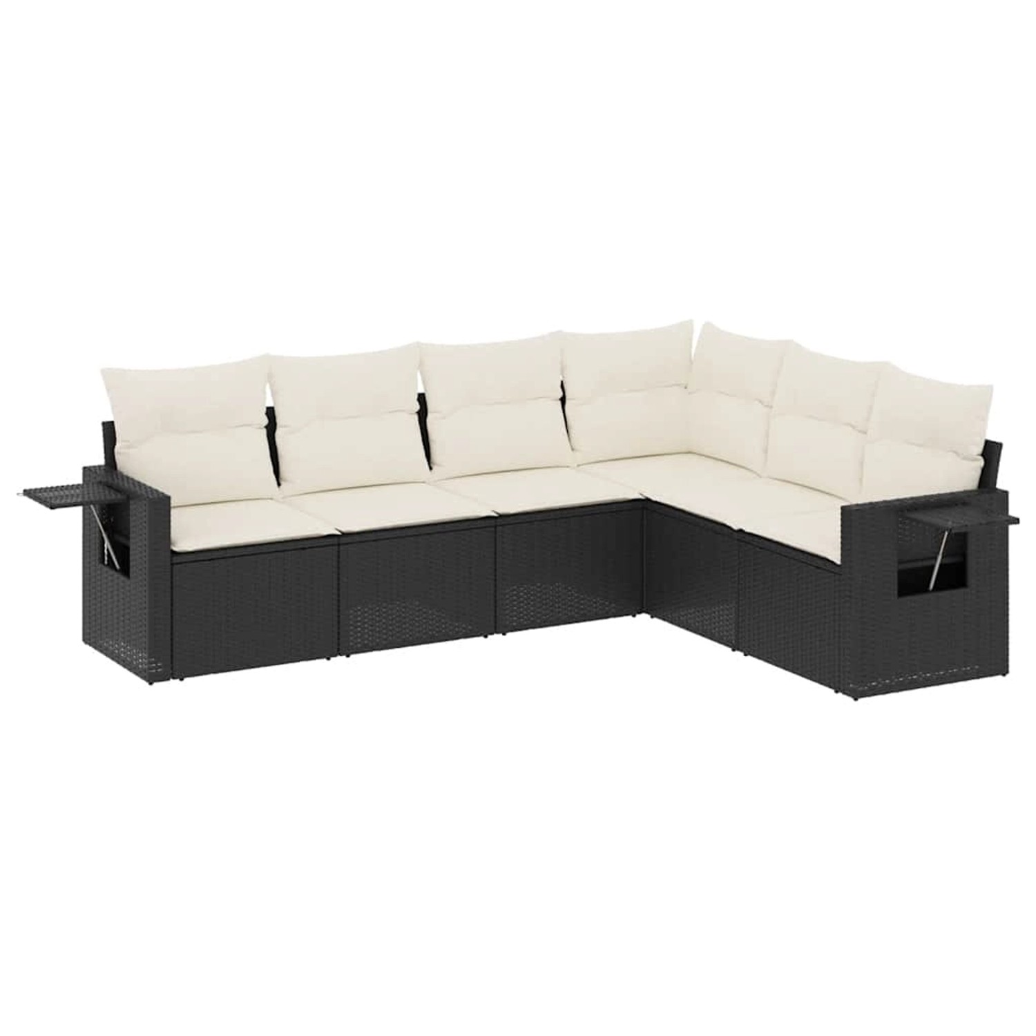 vidaXL 6-Tlg Garten-Sofagarnitur mit Kissen Schwarz Poly Rattan 3252543 günstig online kaufen