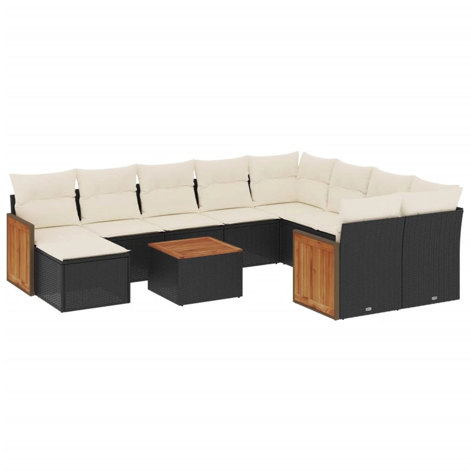vidaXL 11-Tlg Garten-Sofagarnitur mit Kissen Schwarz Poly Rattan 3260642 günstig online kaufen