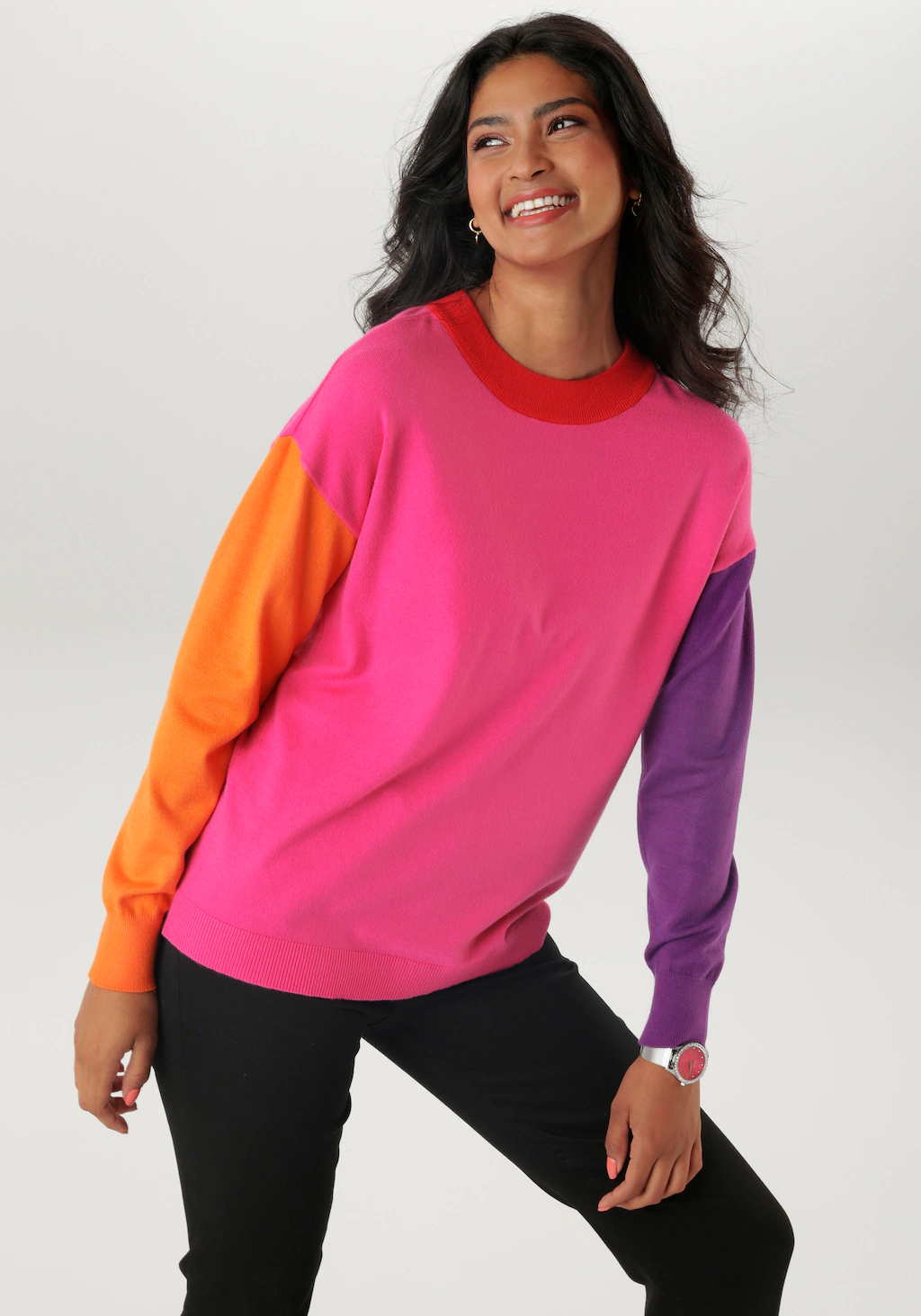 Aniston SELECTED Strickpullover, im farbenfrohen Colorblocking günstig online kaufen