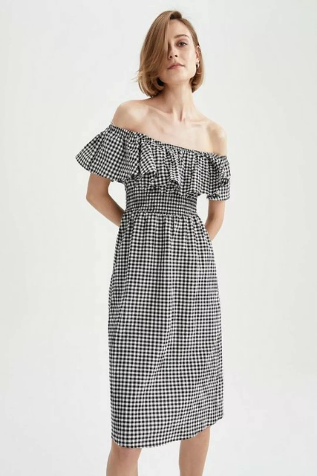 DeFacto Off-Shoulder-Kleid Damen Off-Shoulder-Kleid ELASTIC WAIST DRESS günstig online kaufen