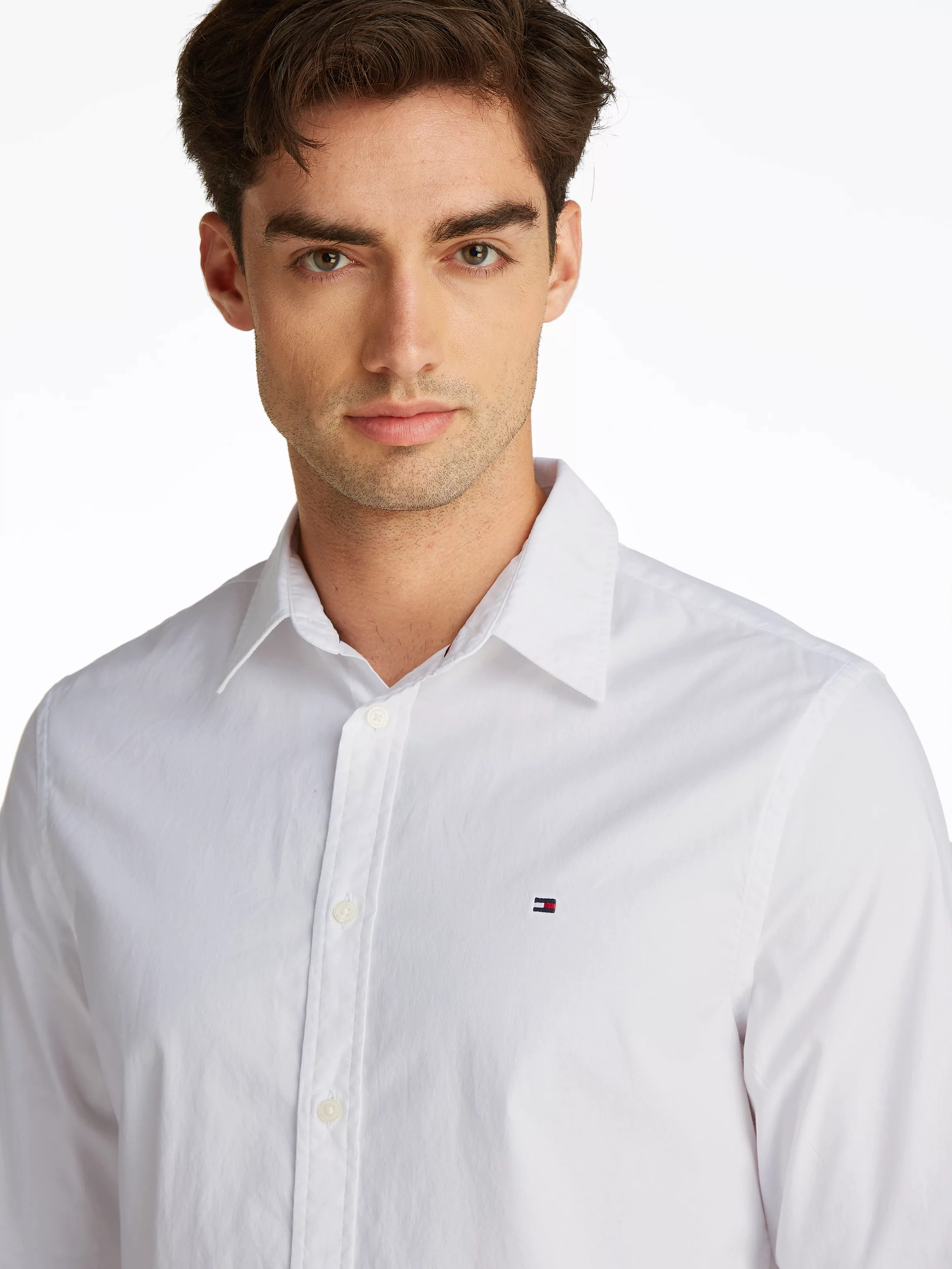 Tommy Hilfiger Businesshemd FLEX POPLIN KENT COLLAR SF SHIRT mit Logosticke günstig online kaufen