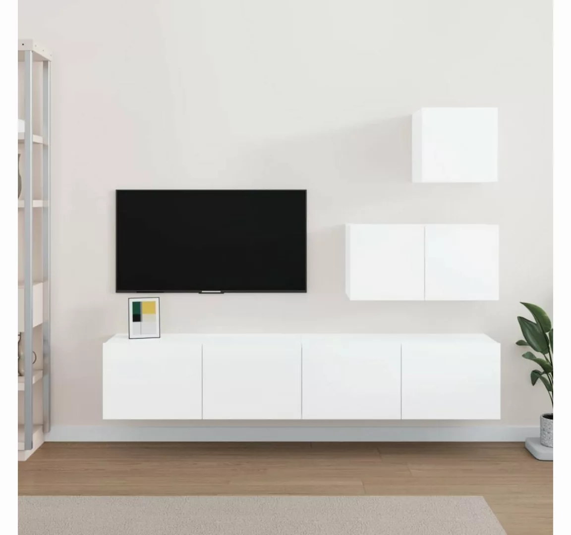 furnicato TV-Schrank 4-tlg. TV-Schrank-Set Hochglanz-Weiß Holzwerkstoff günstig online kaufen