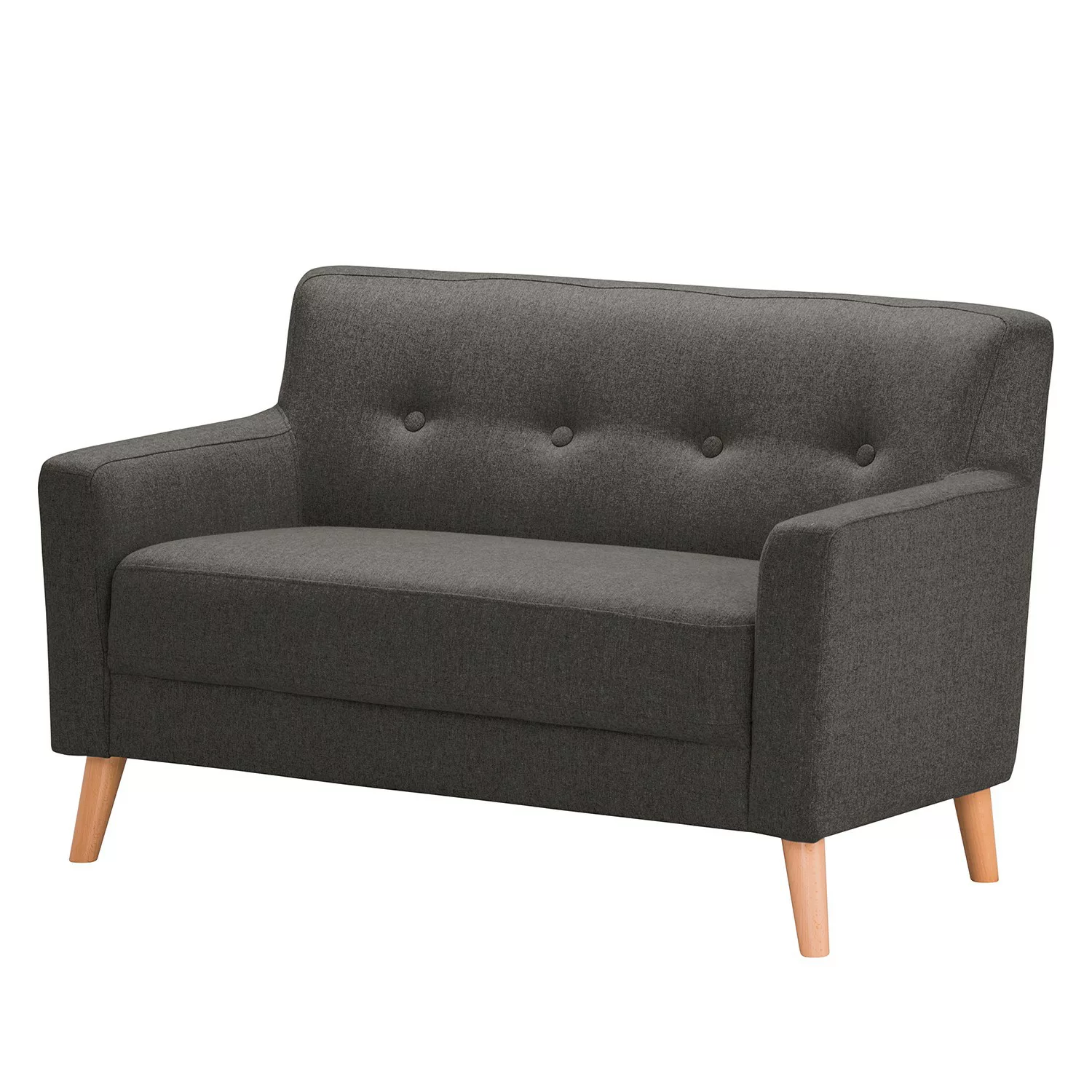 home24 Norrwood Sofa Bette I 2-Sitzer Schwarz Webstoff 130x82x80 cm günstig online kaufen