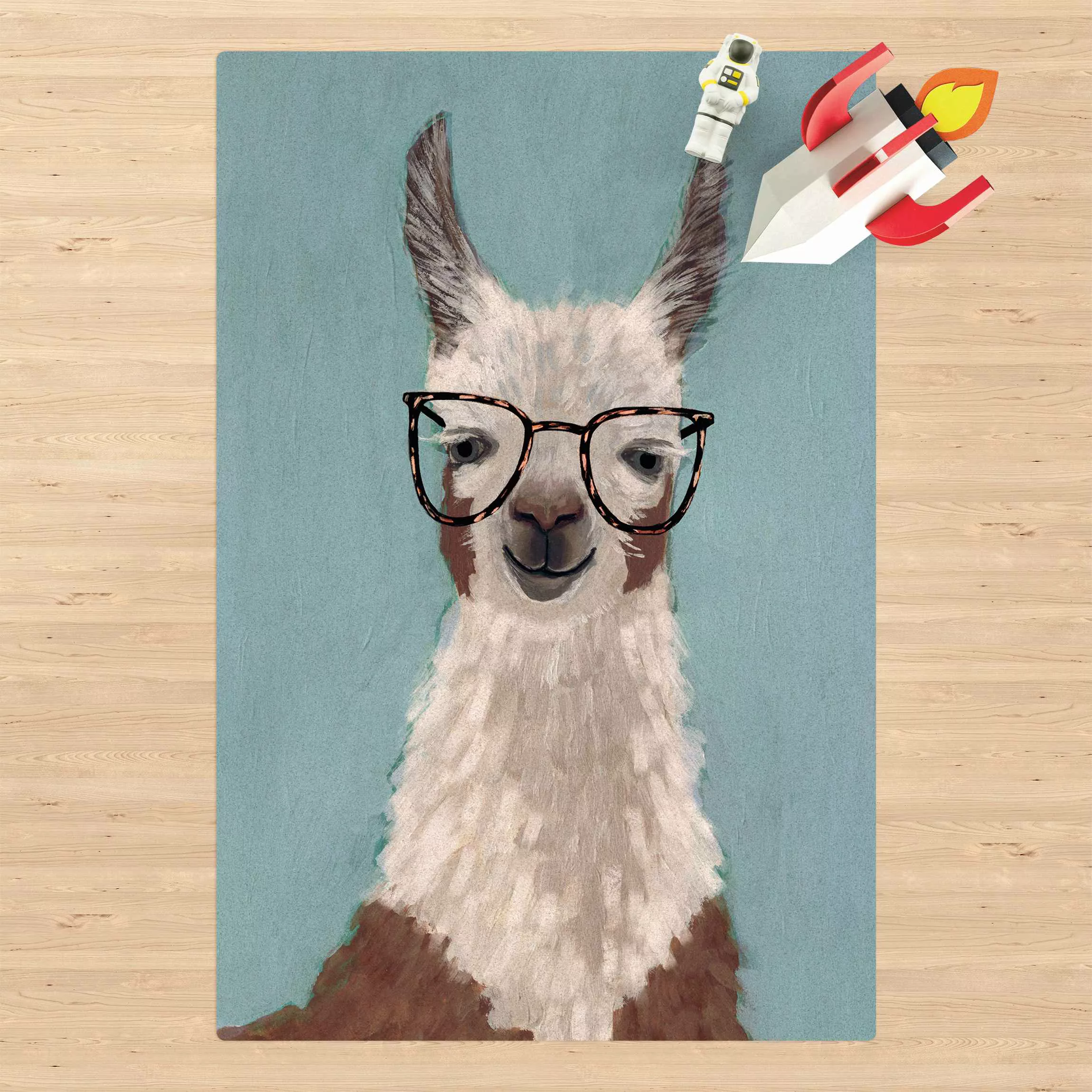 Kork-Teppich Lama mit Brille II günstig online kaufen