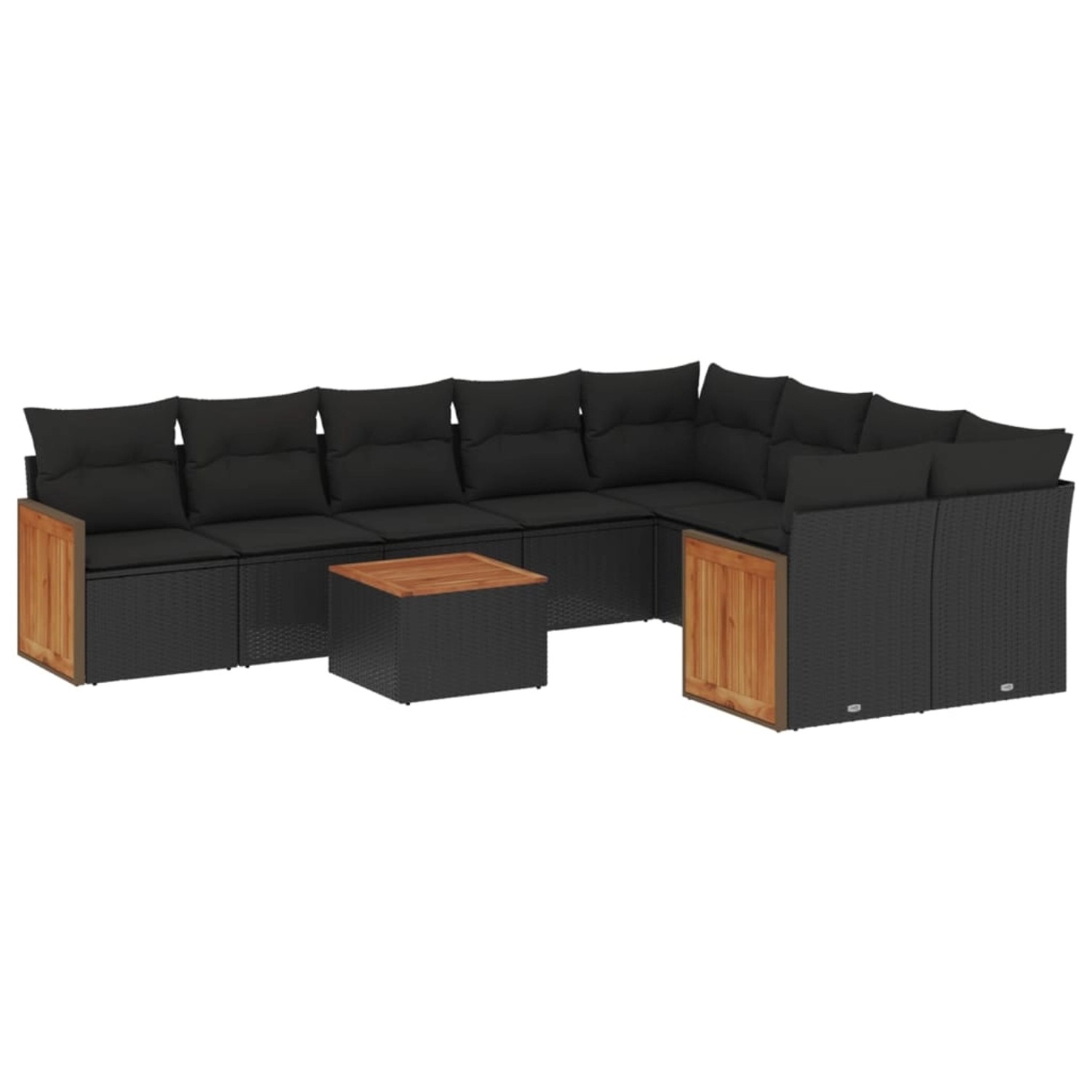 vidaXL 10-tlg Garten-Sofagarnitur mit Kissen Schwarz Poly Rattan Modell 112 günstig online kaufen