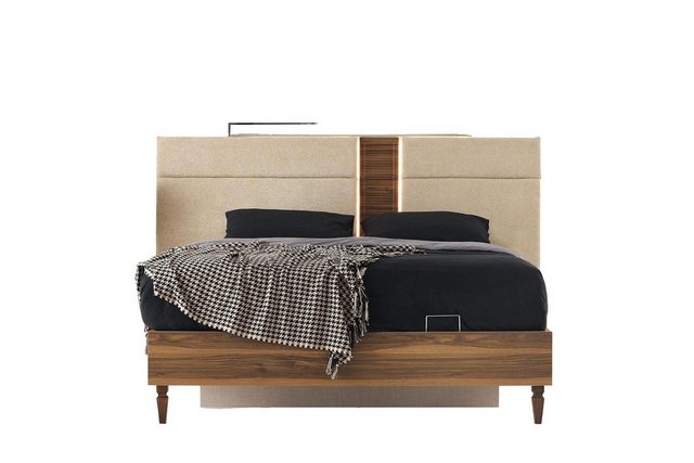 JVmoebel Bett Schlafzimmer Braunes Doppelbett Designer Bettrahmen Luxus Hol günstig online kaufen