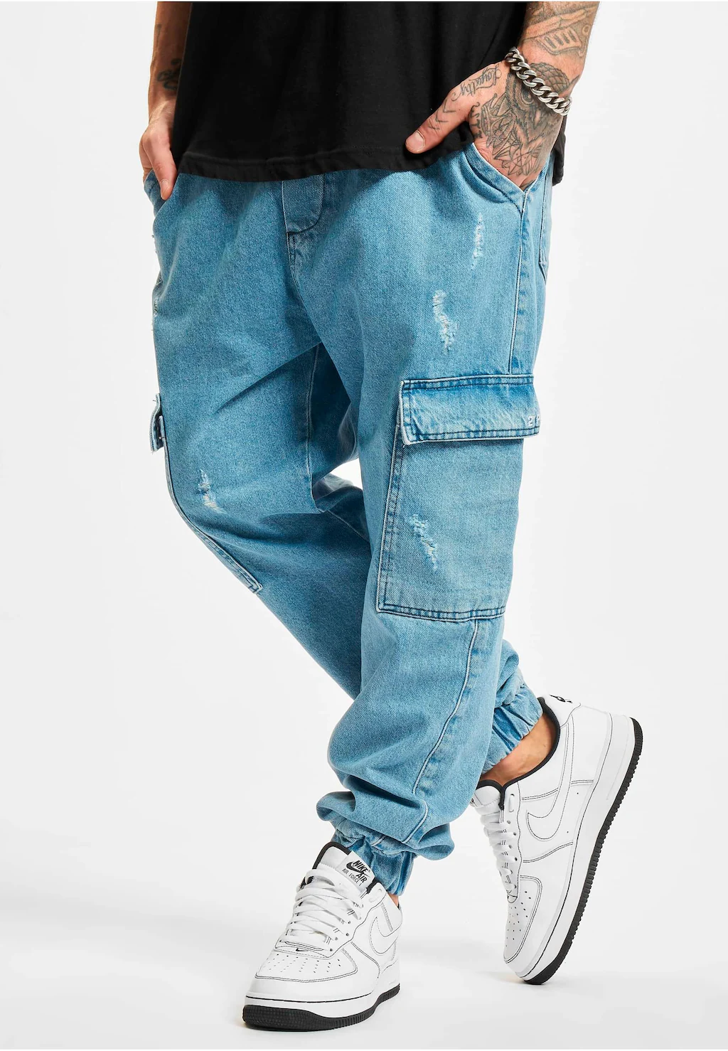 2Y Studios Cargohose "2Y Studios Herren 2Y Distressed Antifit Cargo Jeans", günstig online kaufen